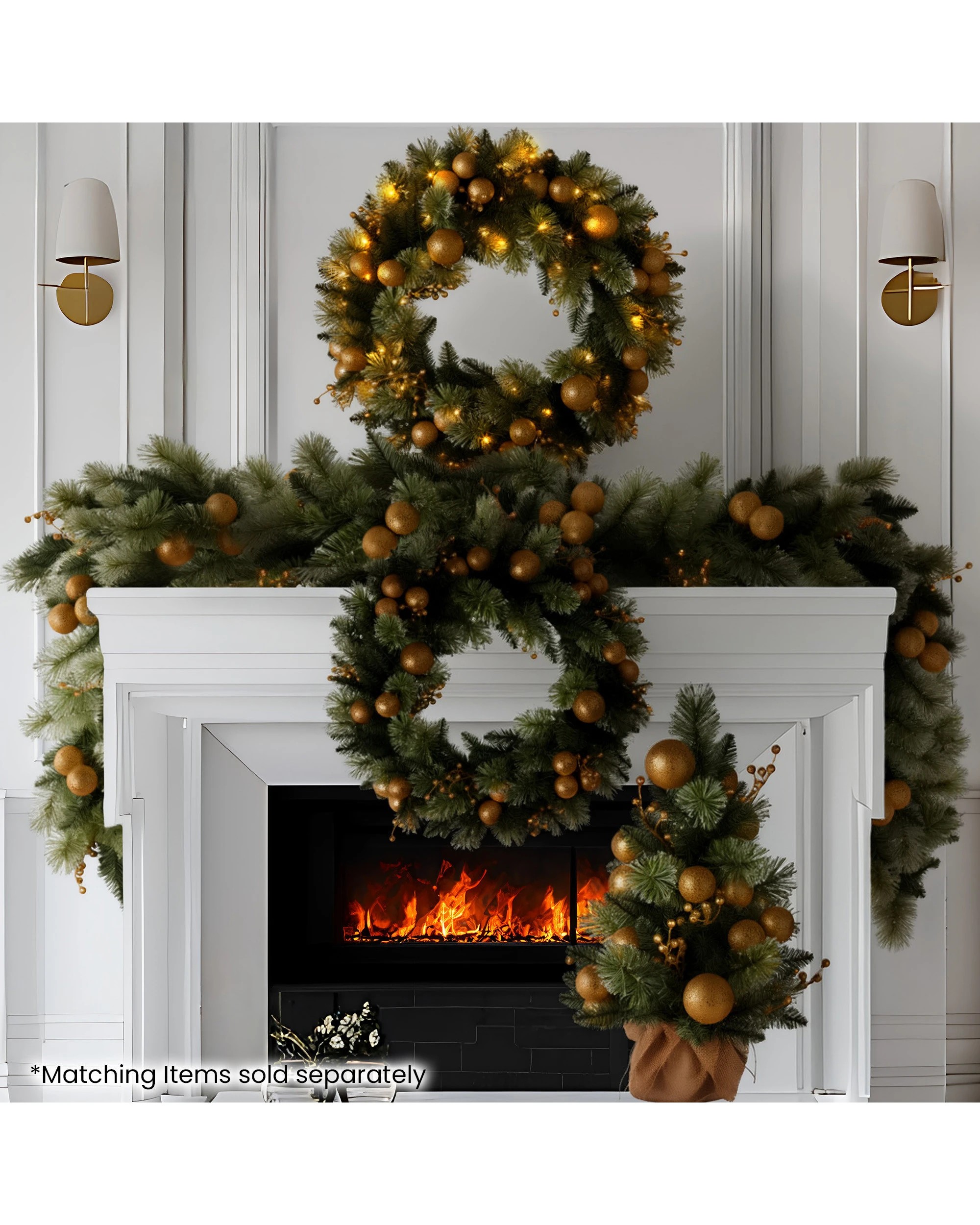 7 Christabelle 2.7m Christmas Garland With Gold Baubles And Led Lights Mantle Decoration Ornament, 7 of 7