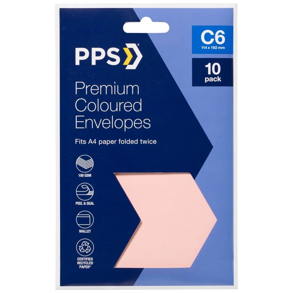 1 PPS C6 Premium Envelopes Pink 10 Pack, 1 of 3