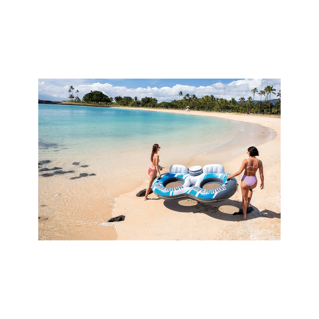 4 INTEX River Run II Two Person Inflatable Floating Lake Tube - Lake Float - Multi, 4 of 5