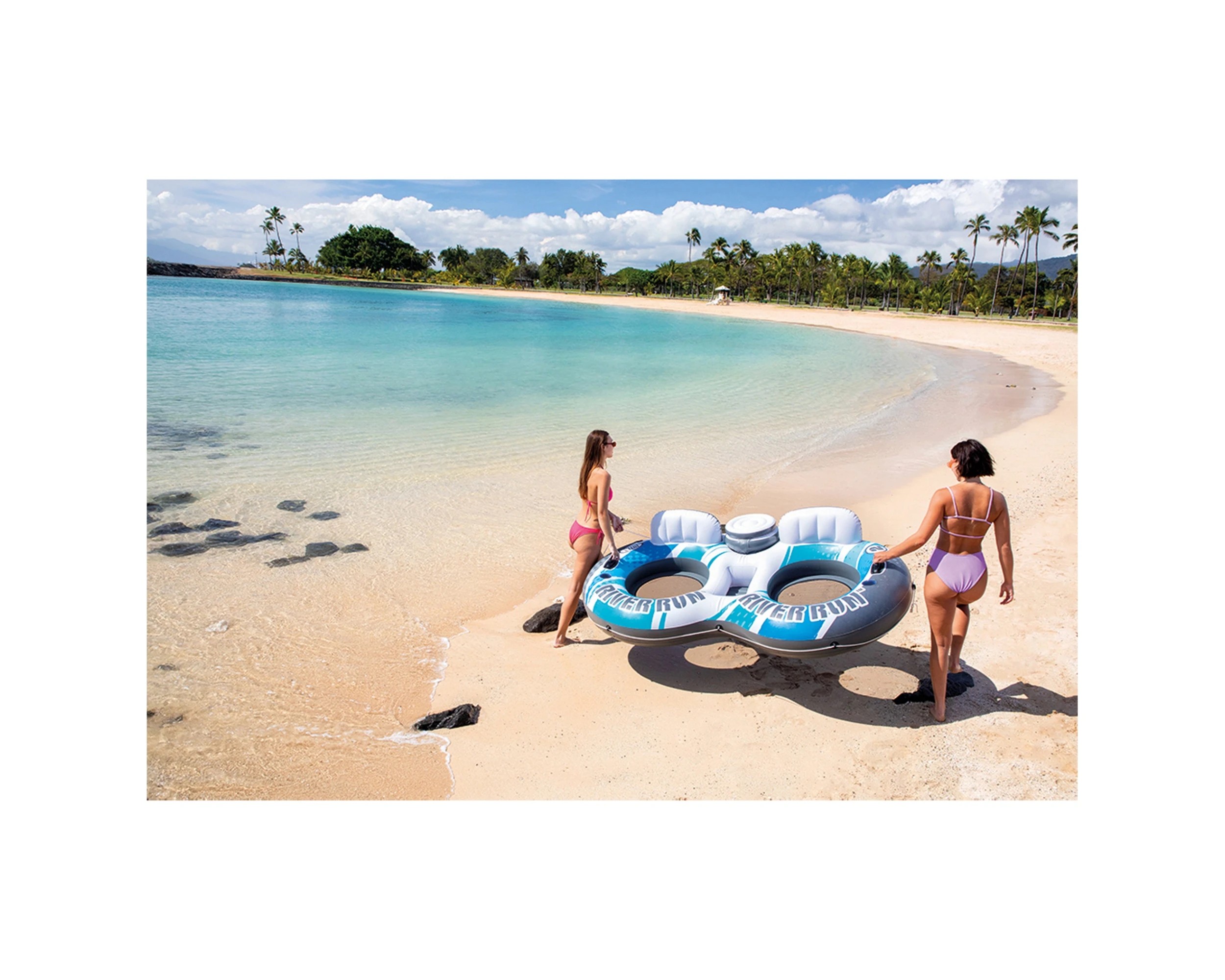 4 INTEX River Run II Two Person Inflatable Floating Lake Tube - Lake Float - Multi, 4 of 5