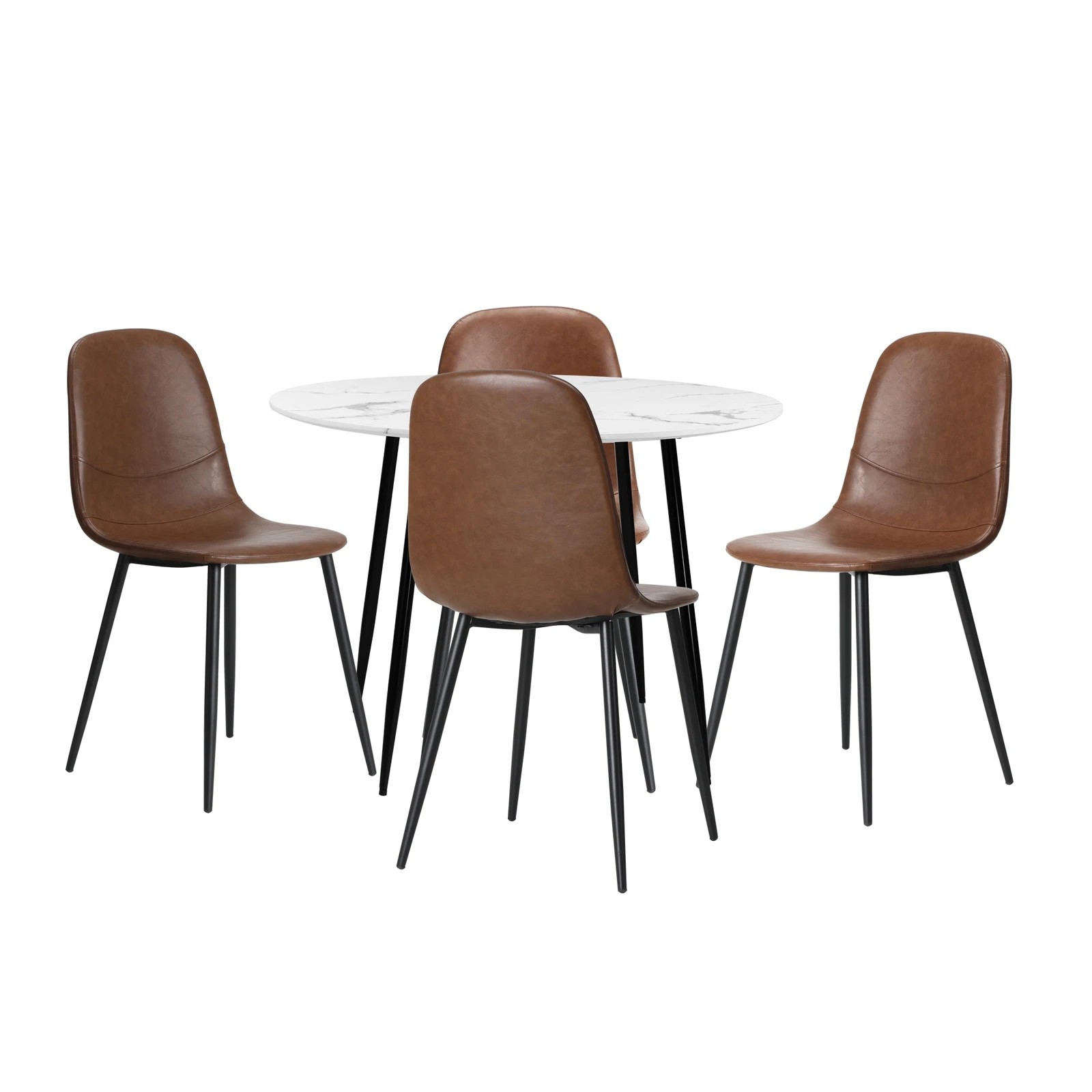6 Oikiture 110cm Round Dining Table With 4pcs Pu Leather Dining Chairs
 - Multi, 6 of 10