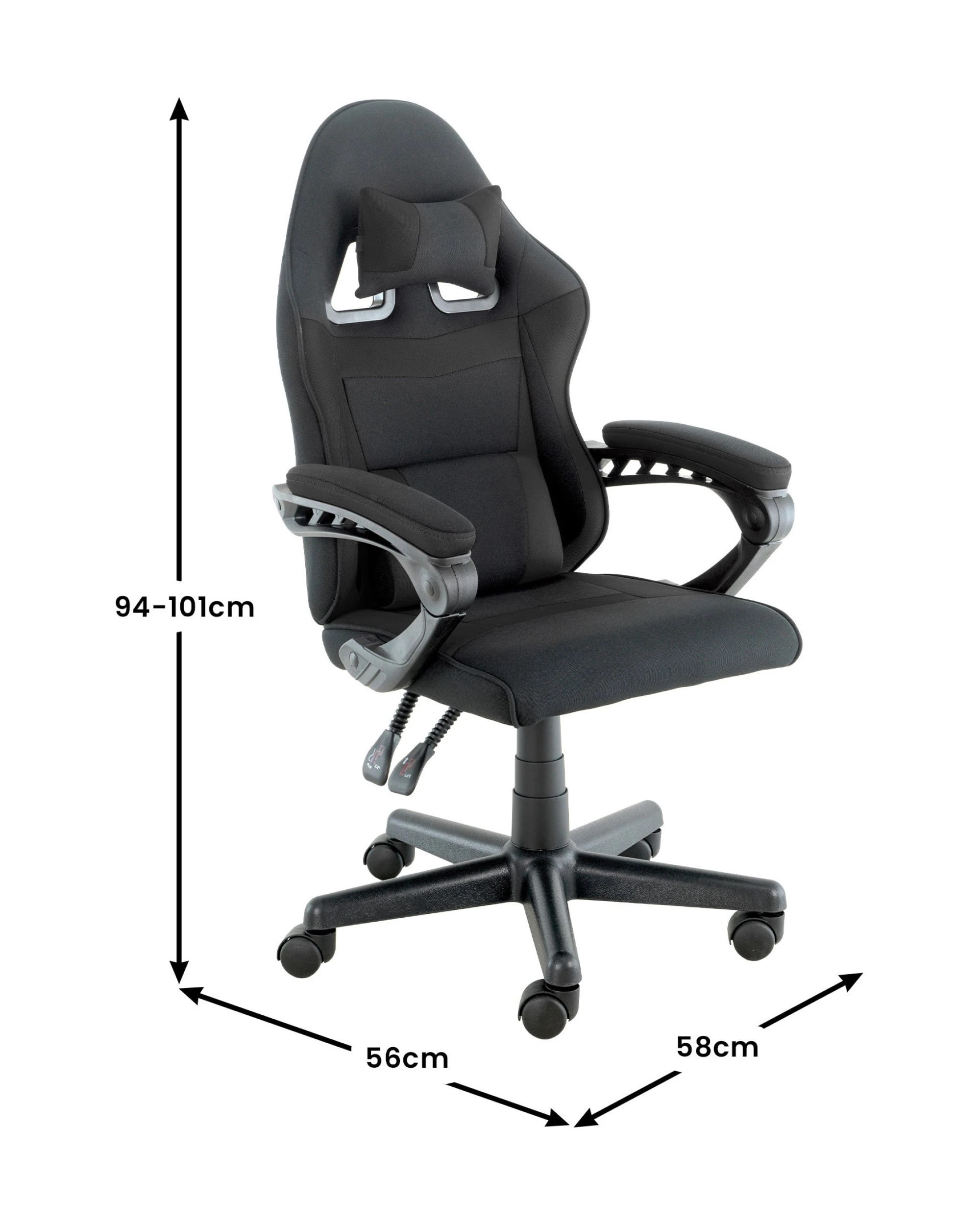 3 Sarantino Antre Kids Study Gaming Chair Computer Seat Adjustable Height Ergonomic Back Support, Padded Armrest Black, 3 of 5