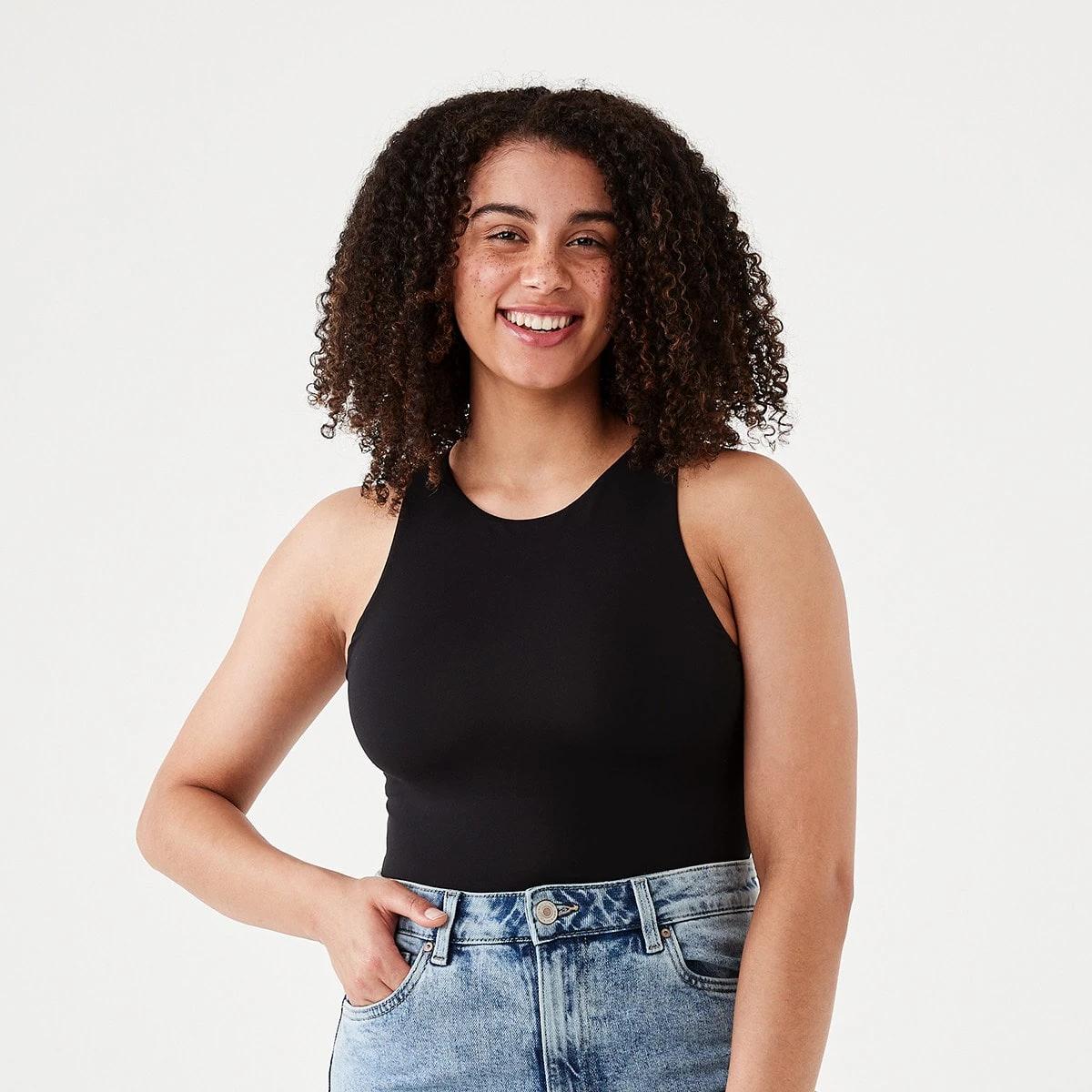 1 Sleeveless Halter Bodysuit Black, 1 of 8