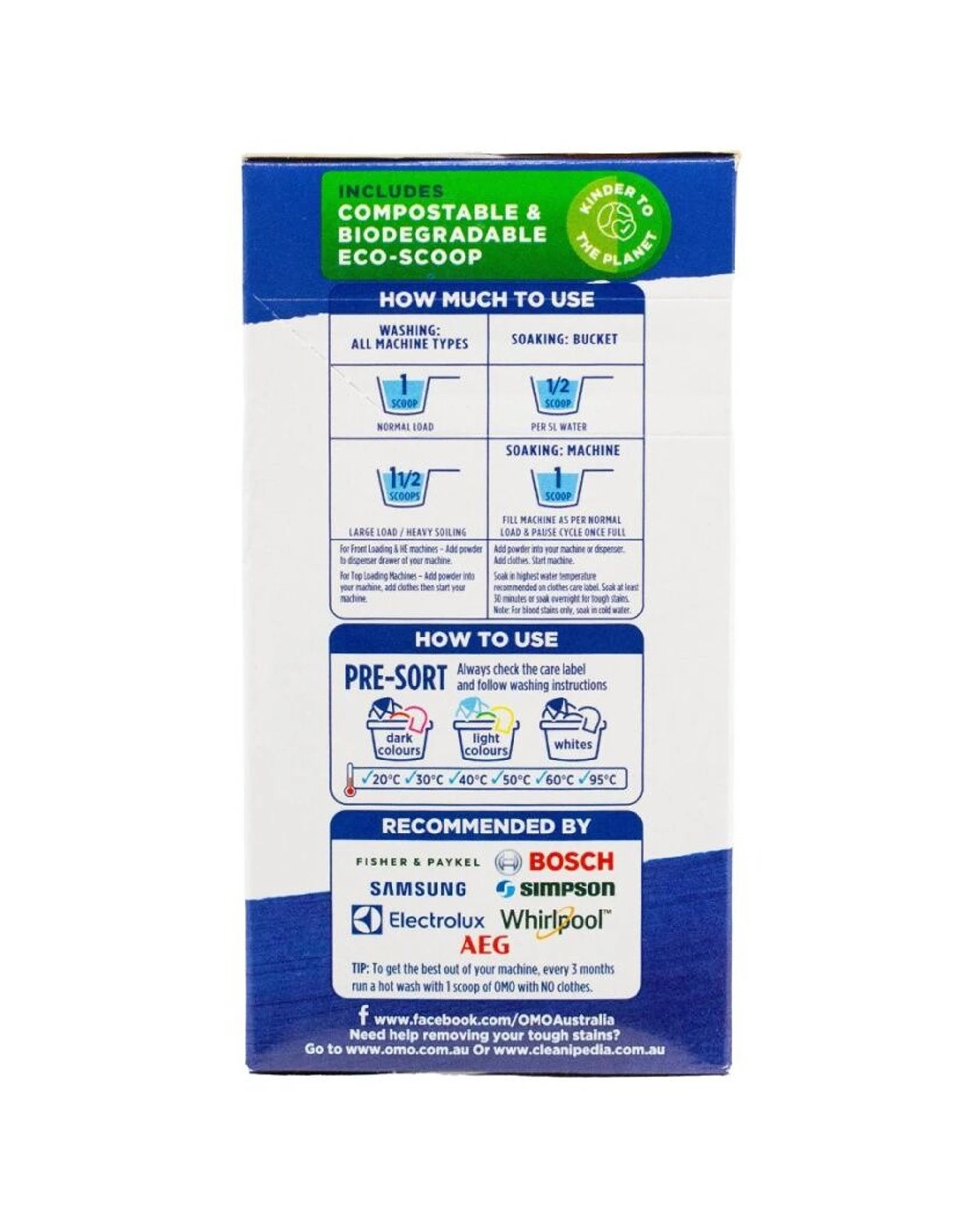 4 OMO 3PK Laundry Powder Detergent For All Machine Types Removes Stains 1kg - Assorted, 4 of 5