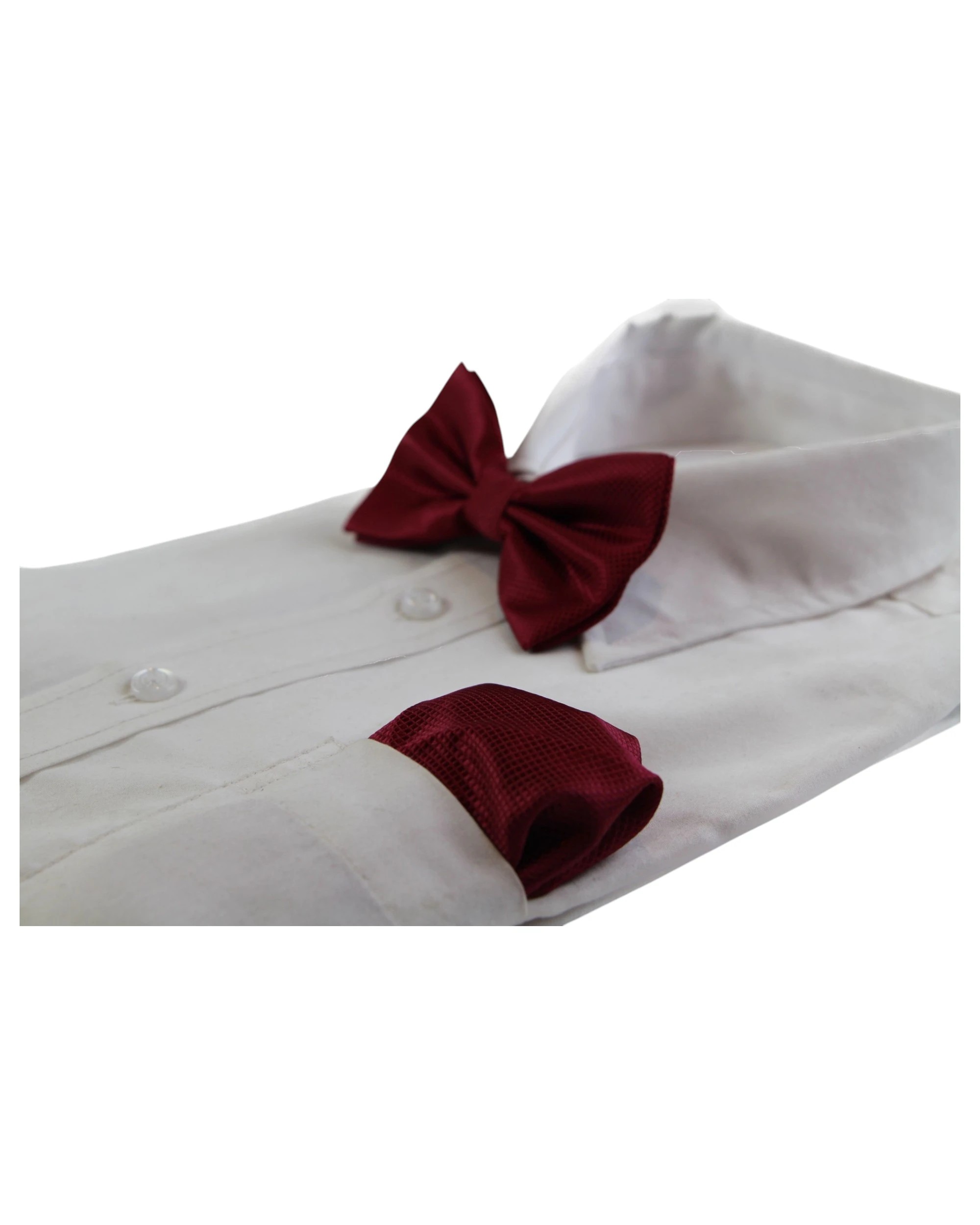 3 Zasel Mens Maroon Plain Coloured Checkered Bow Tie & Matching Pocket Square Set - Brown - Brown, 3 of 3