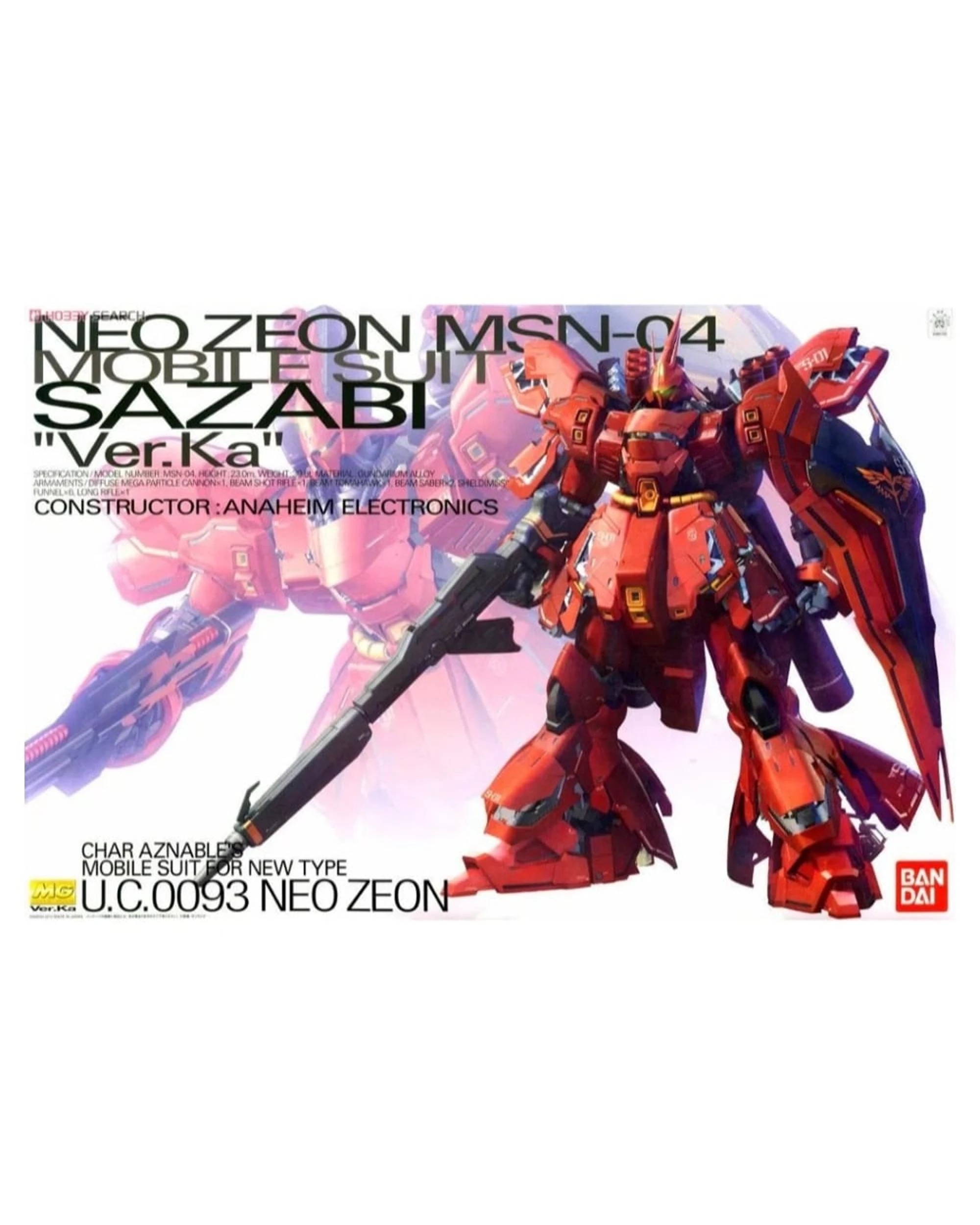 5 Bandai Master Grade Gundam Neo Zeon MSN-04 Sazabi Ver.Ka 1/100 Scale Model Kit, 5 of 5