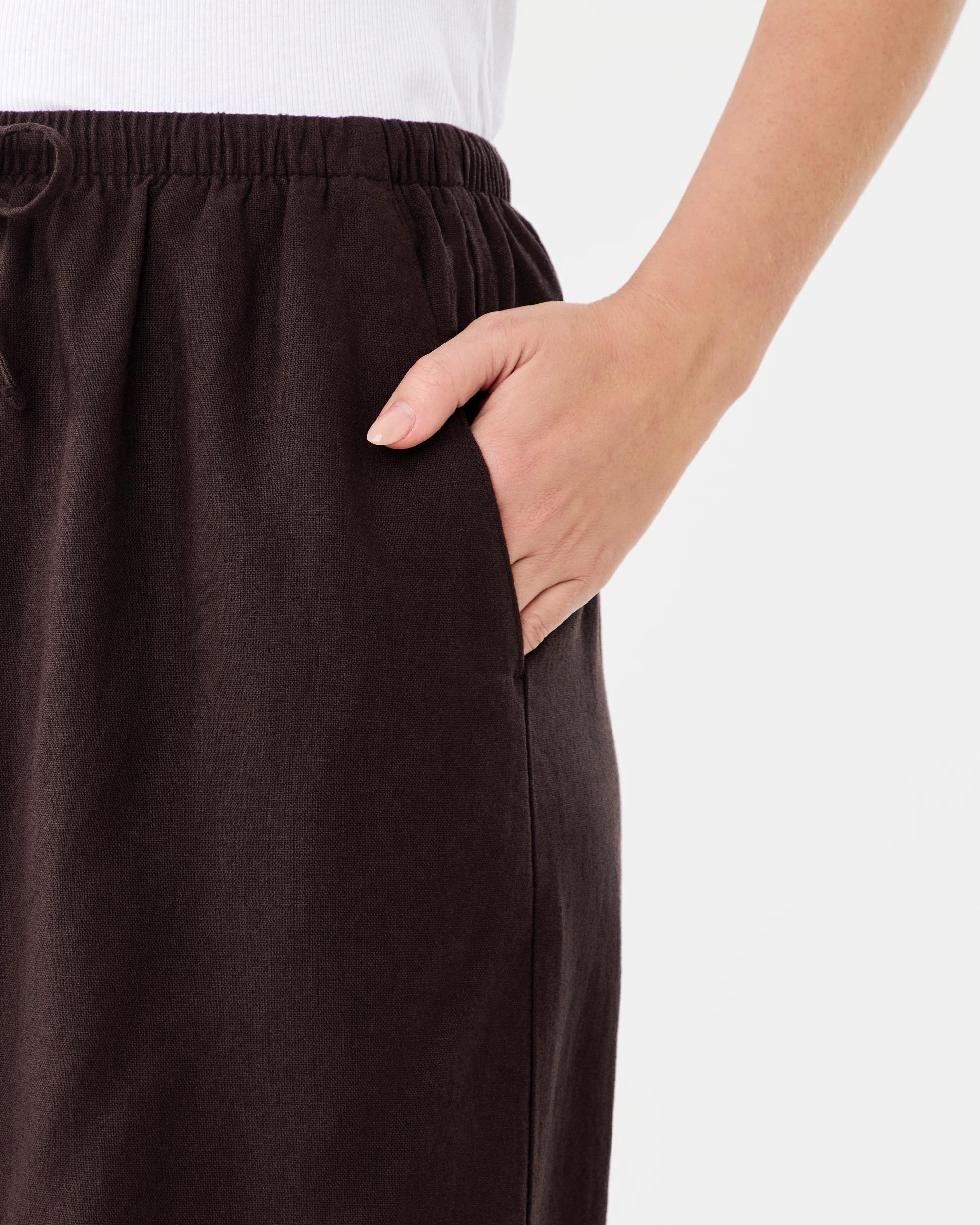 4 Linen Blend Column Maxi Skirt Cbean, 4 of 5