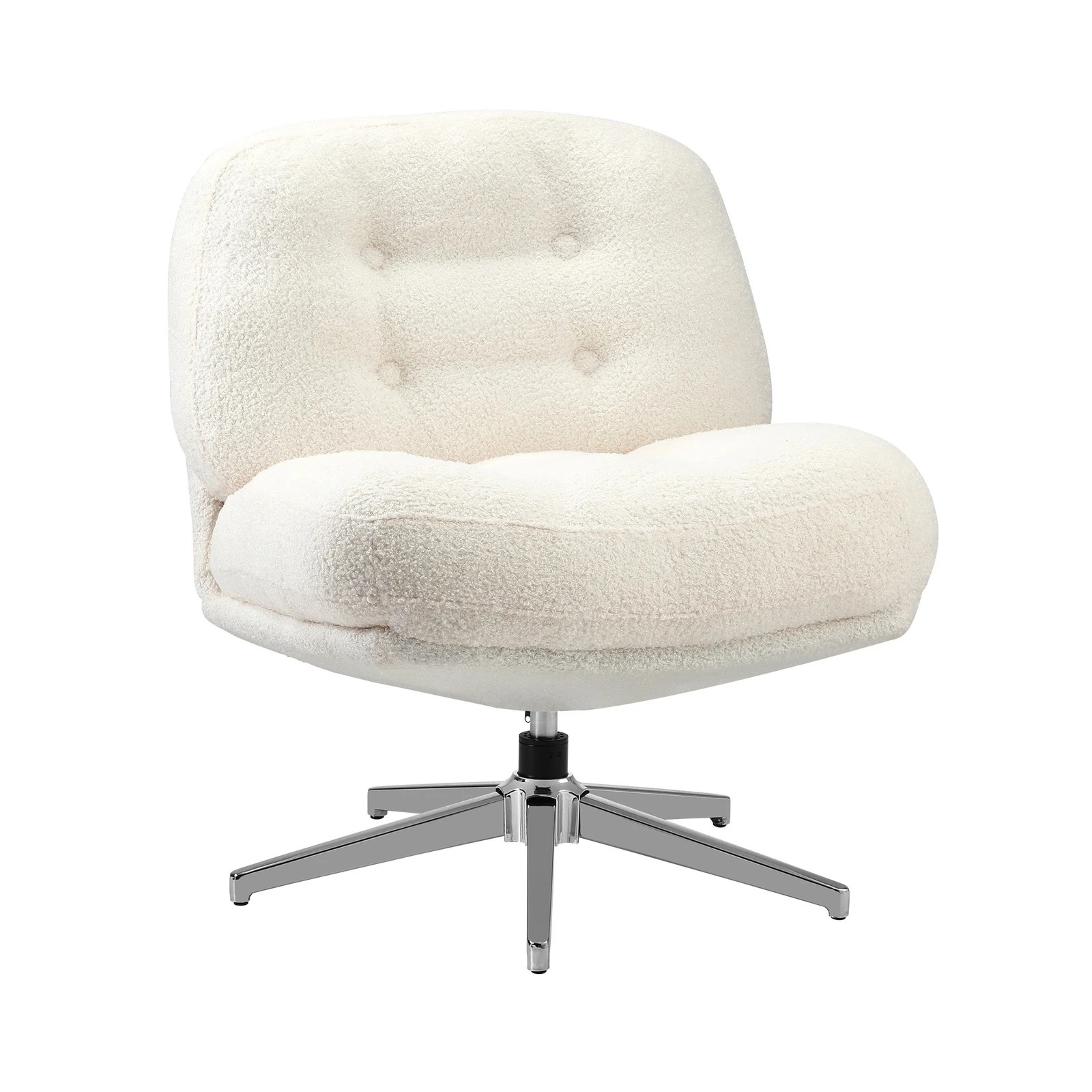 8 Oikiture 2x Armchair Swivel Lounge Chair Padded Accent Chairs Boucle - White, 8 of 10