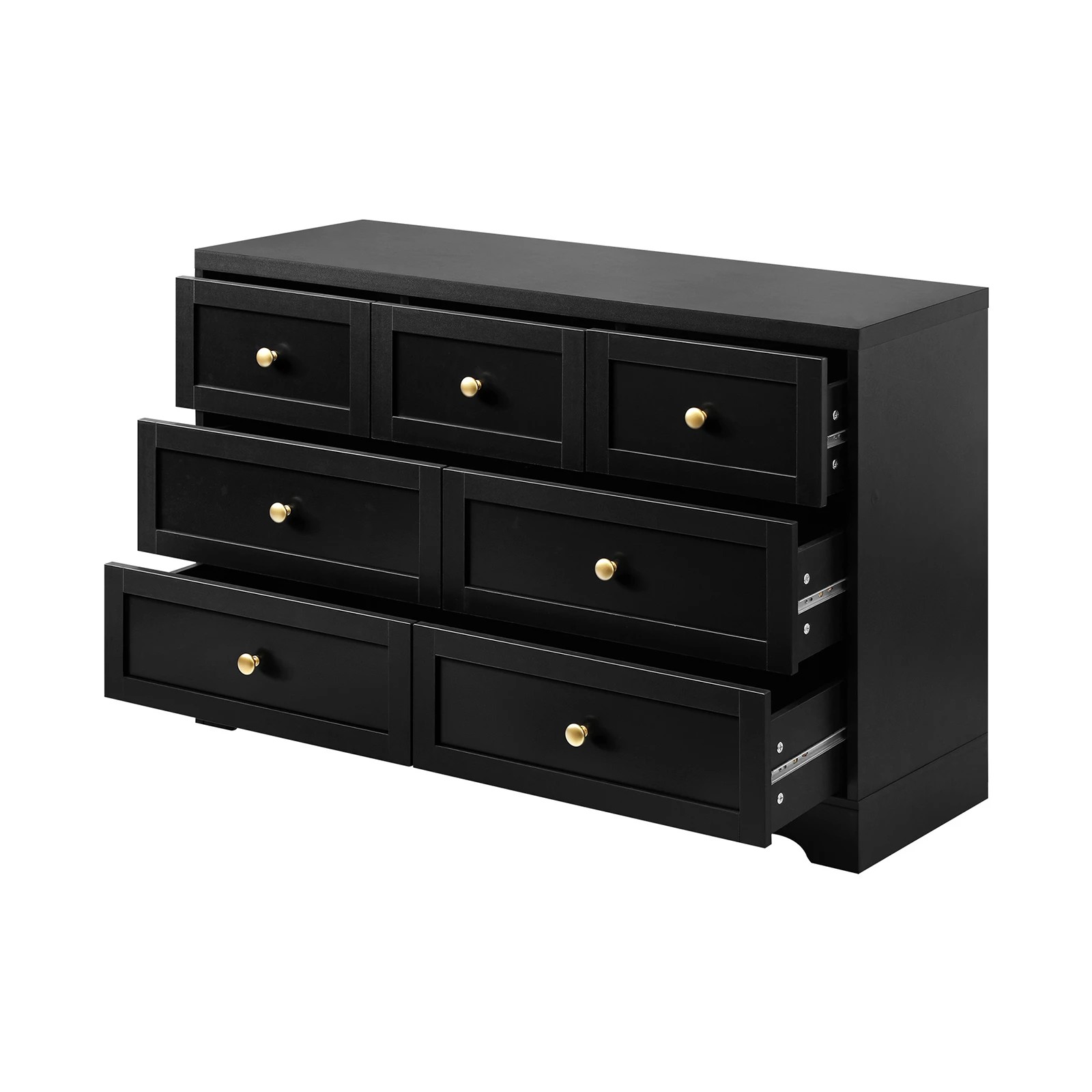 5 Oikiture 7 Chest of Drawers Lowboy Dresser Table Storage Cabinet - Black, 5 of 9