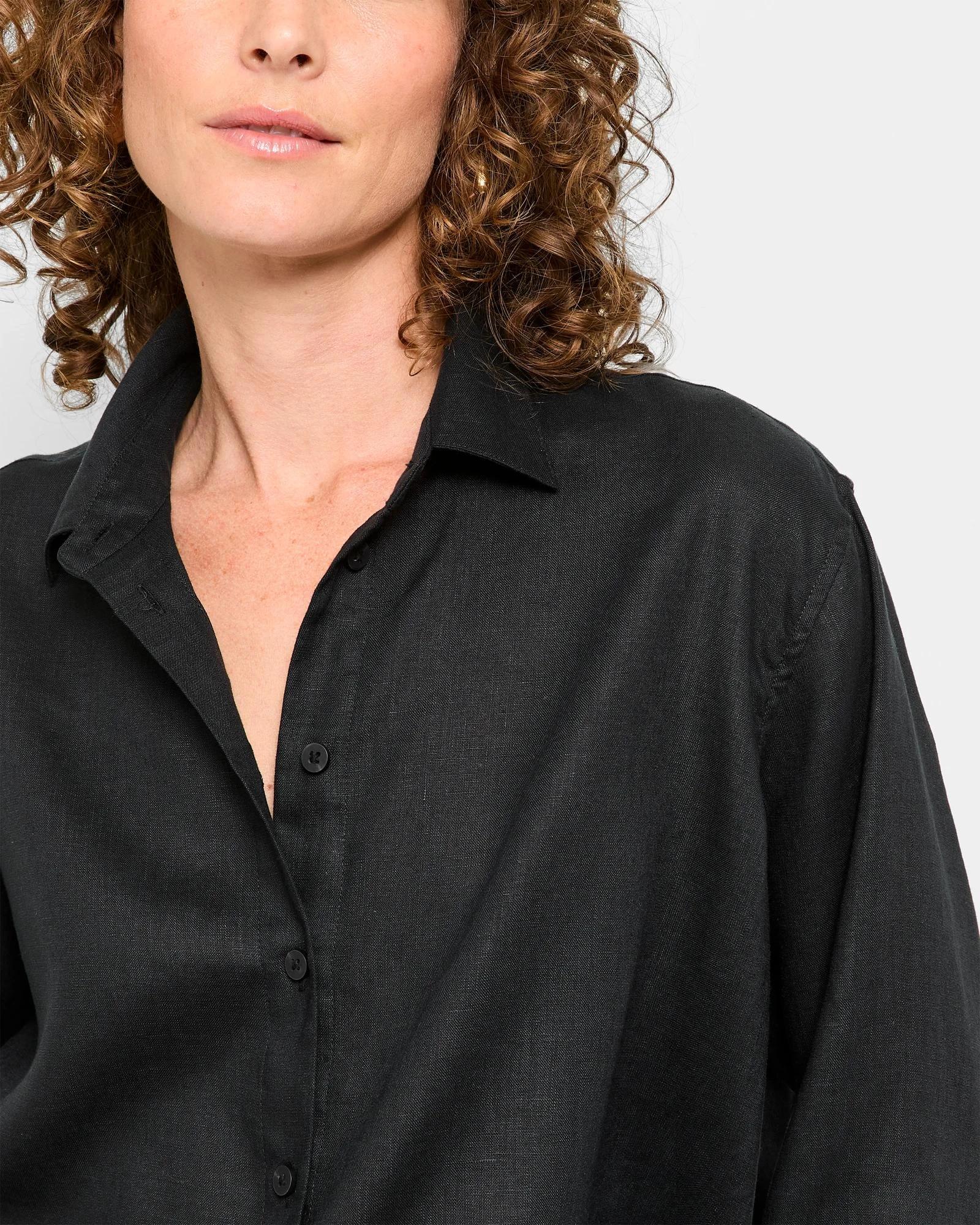 5 Target Woman European Linen Long Sleeve Shirt BLACK, 5 of 5