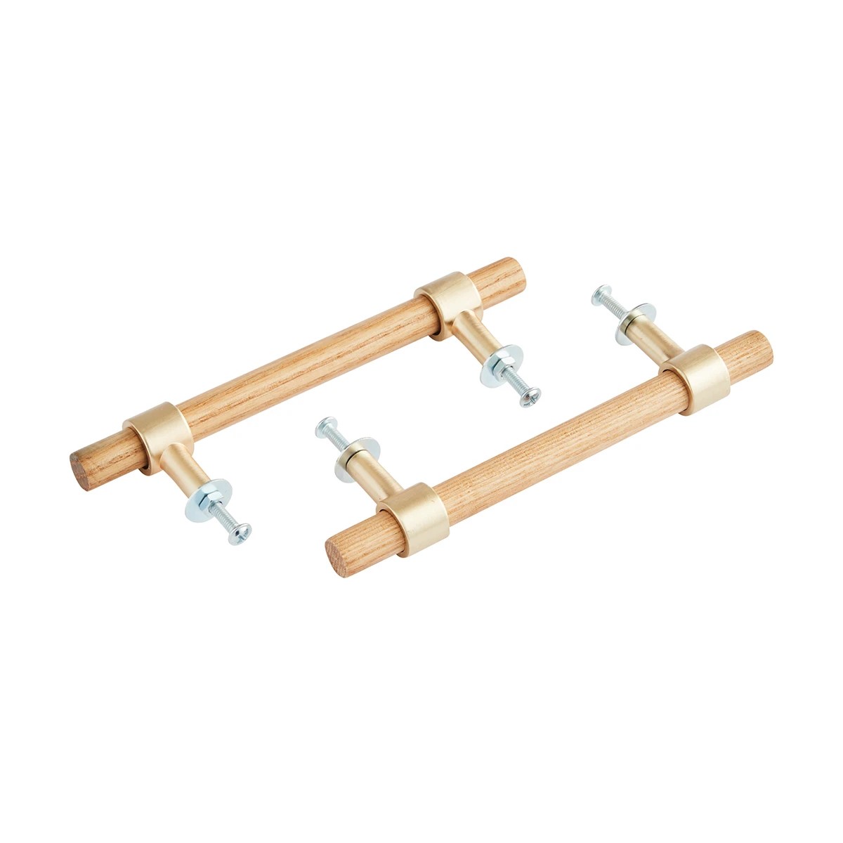 2 2 Pack Large Oak and Gold Look Handles, 2 of 6