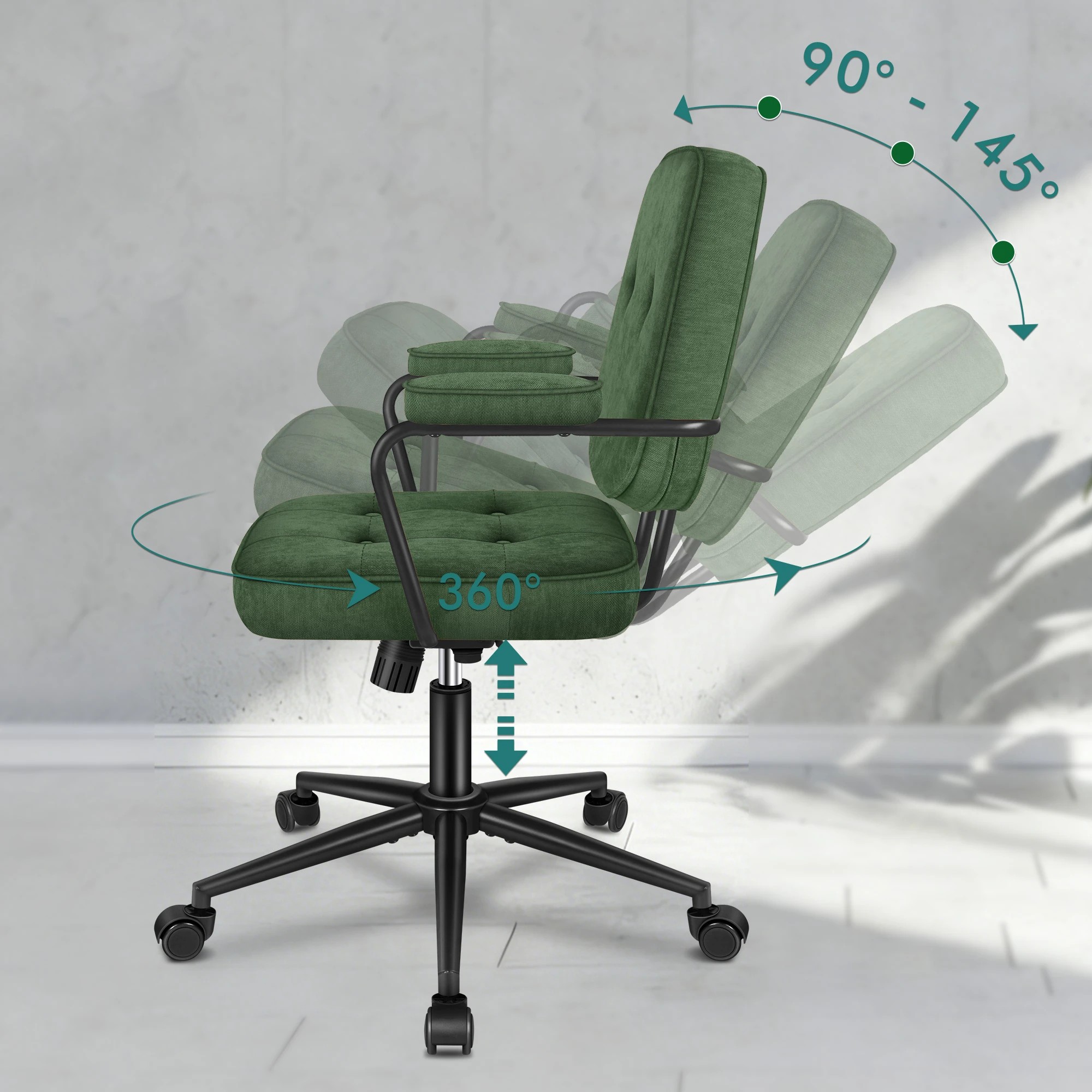 6 Alfordson Office Chair Ergonomic Executive Computer Work Seat Chenille - Green, 6 of 9