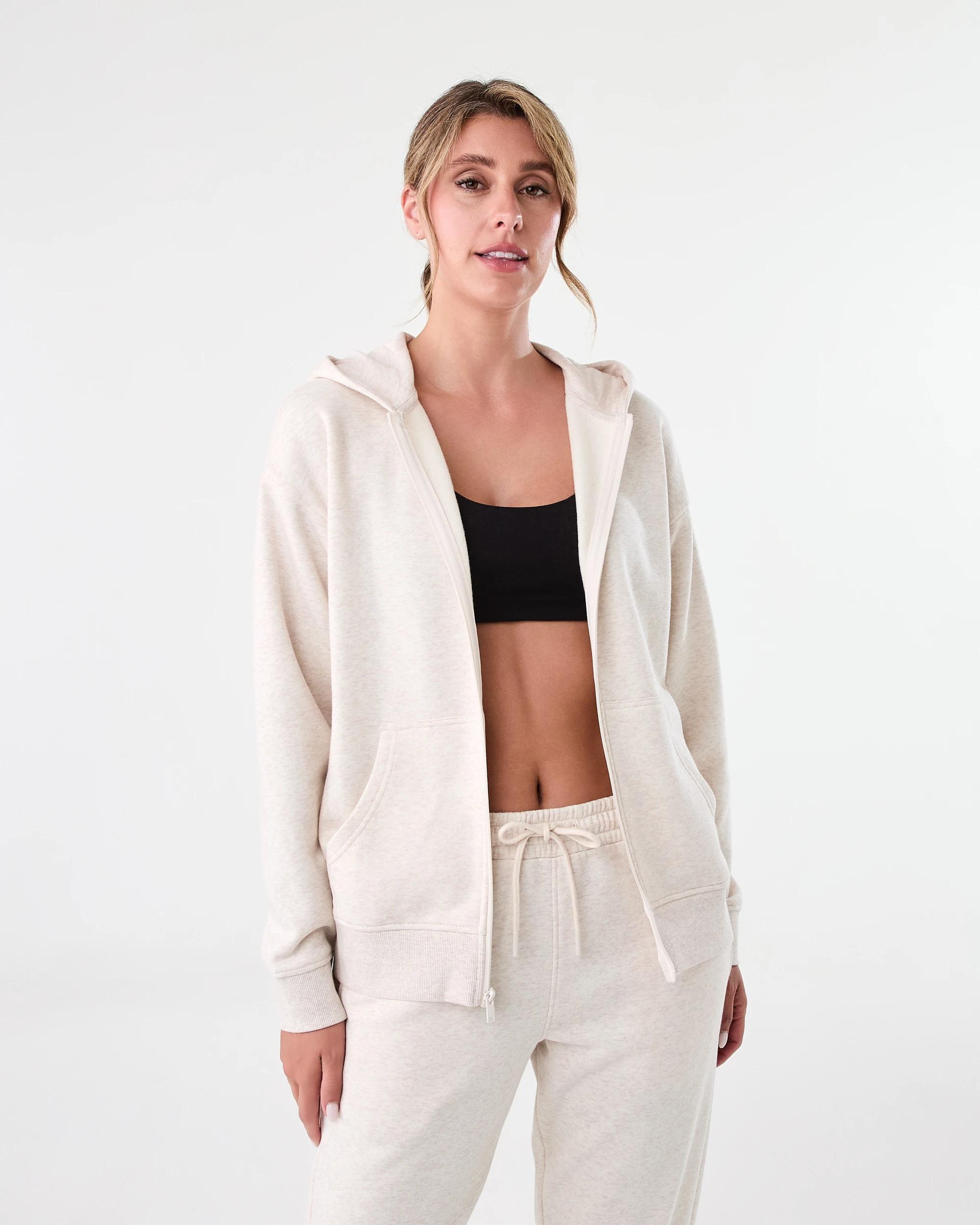 1 Active Womens Essential Zip Through Hoodie Oatmeal, 1 of 9