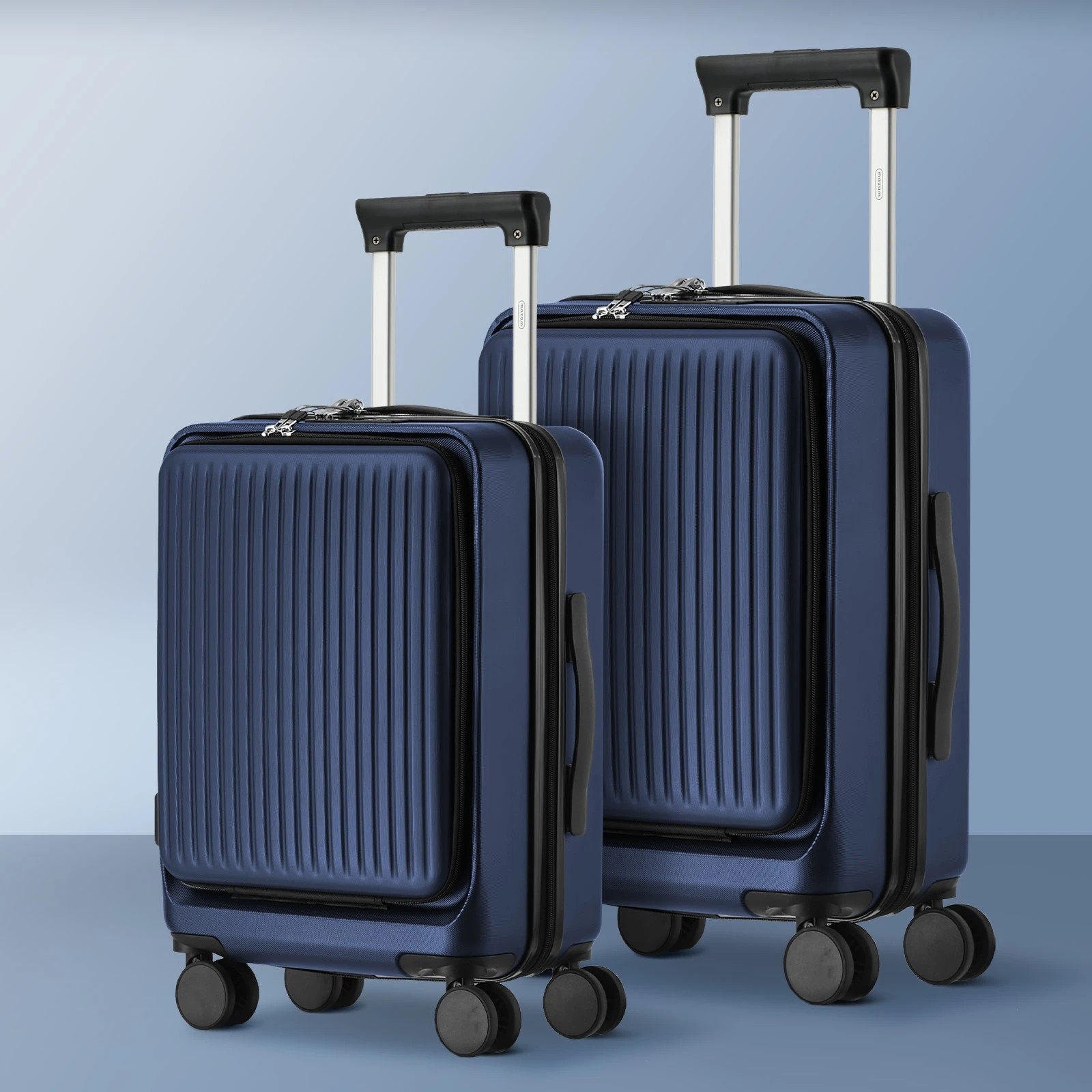 3 Mazam 2PCS Luggage Suitcase Trolley Set Front Opening TSA Hard Case - Blue, 3 of 10