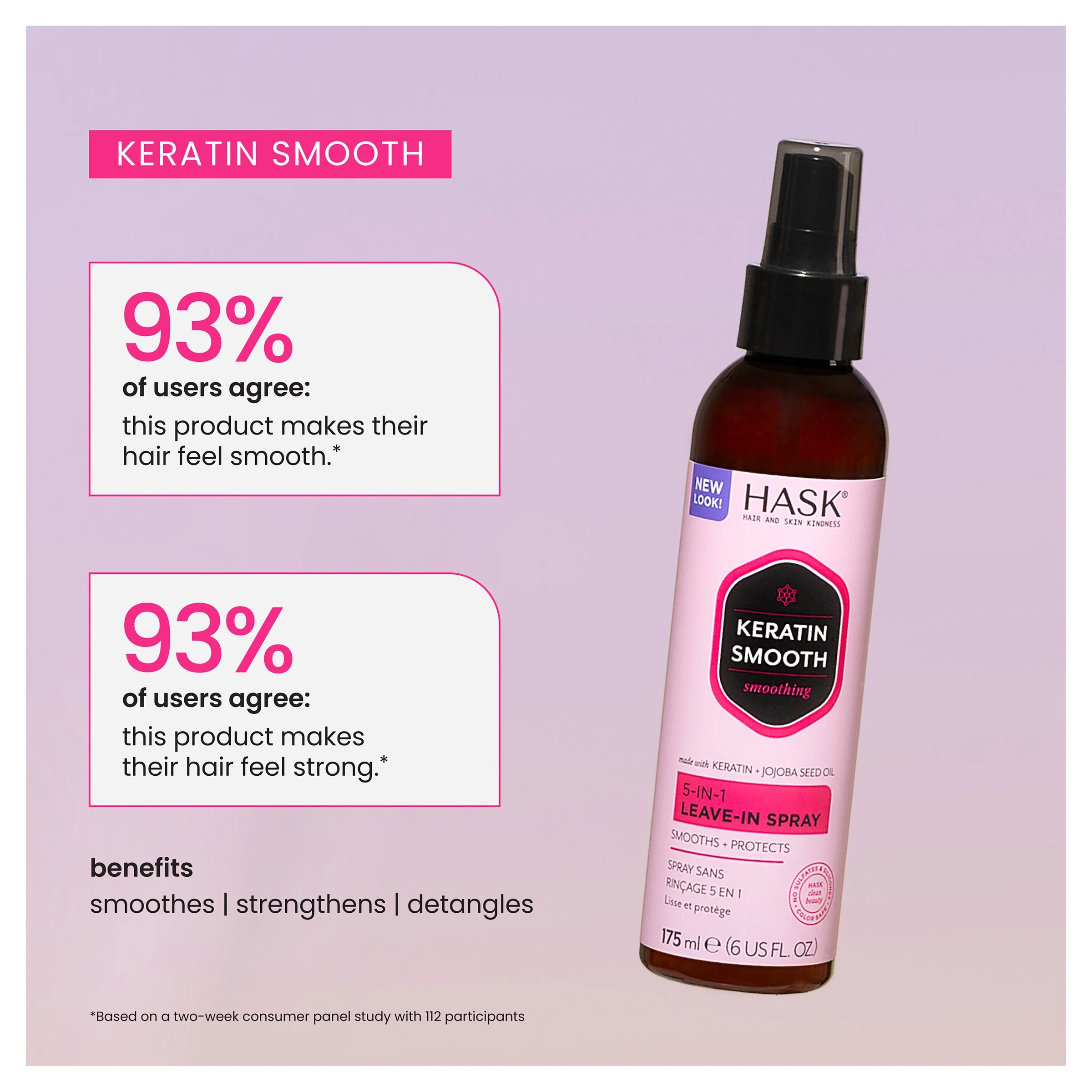 6 HASK Keratin Smooth 5-in-1 Leave-in Spray 175ml - Keratin and Jojoba Seed Oil, 6 of 10