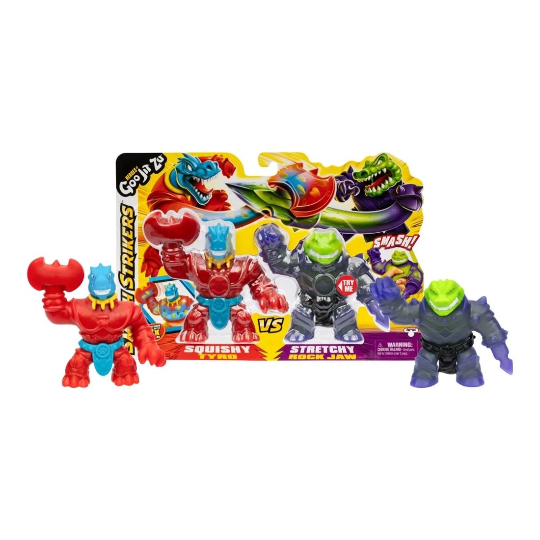 2 Heroes of Goo Jit Zu Smash Strikers: Squishy Tyro Vs Stretchy Rock Jaw with Unique Fillings Playset, 2 of 10