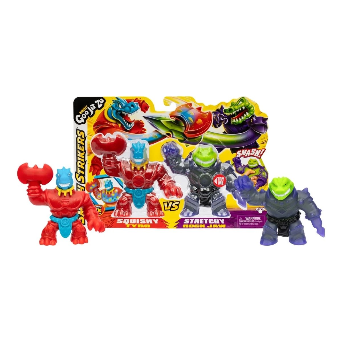 2 Heroes of Goo Jit Zu Smash Strikers: Squishy Tyro Vs Stretchy Rock Jaw with Unique Fillings Playset, 2 of 10