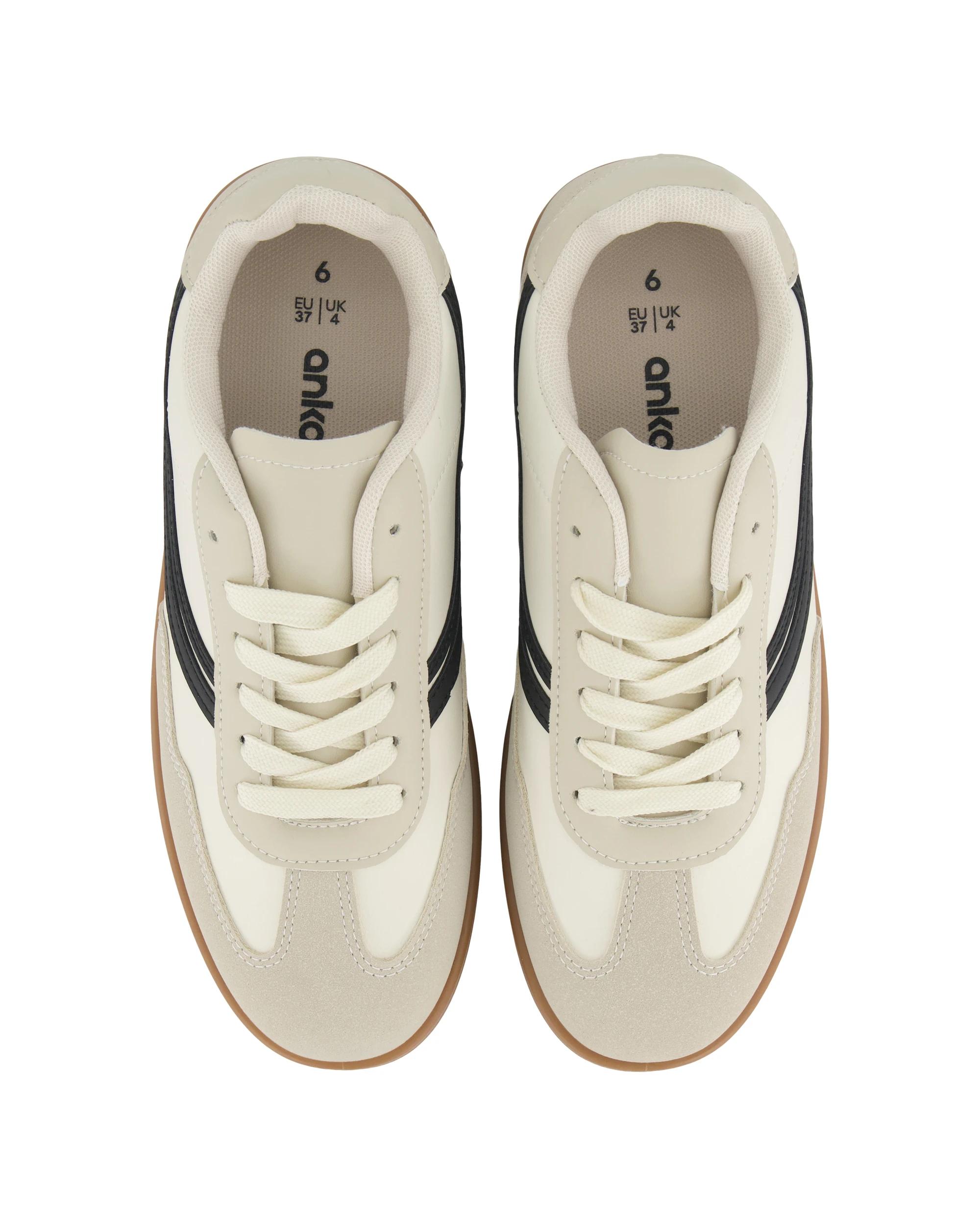 3 Stripe PU Retro Sneakers White, 3 of 5