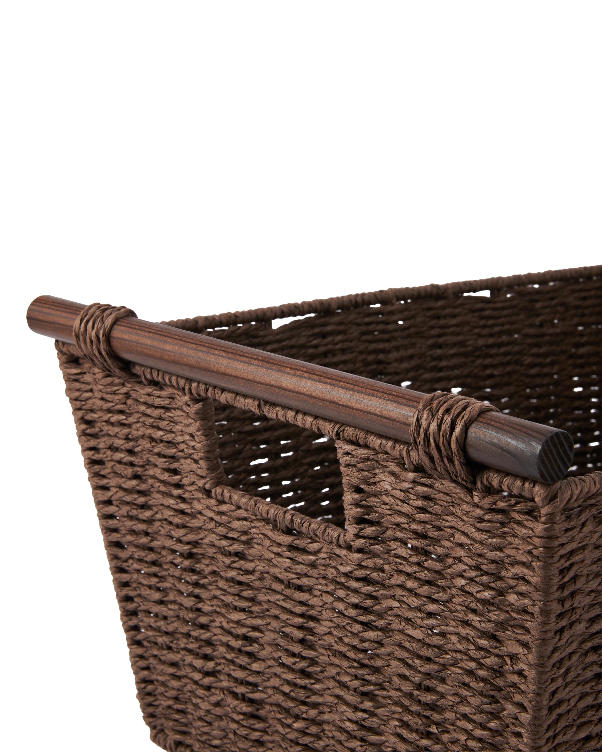 3 Rectangle Wood Handle Basket - Chocolate, 3 of 5
