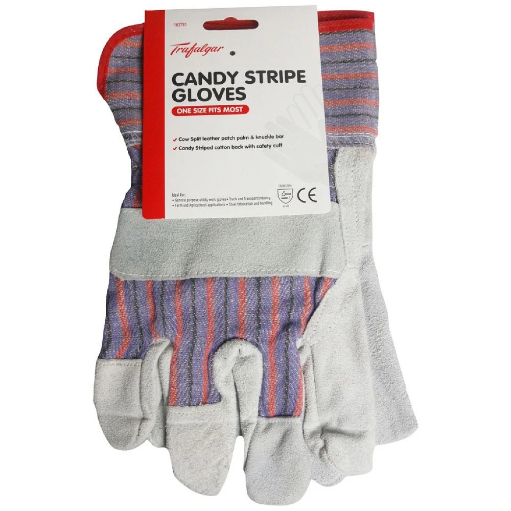 1 Trafalgar Candy Stripe Gloves Large, 1 of 2
