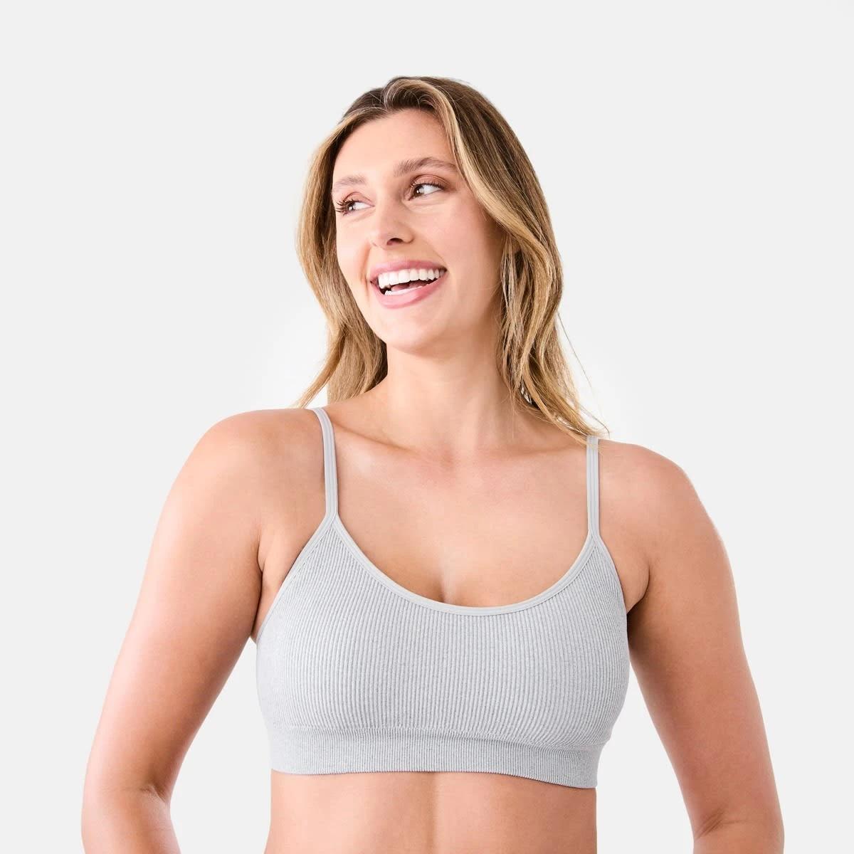 1 Seamfree Rib Crop Bra GREY MARLE, 1 of 8
