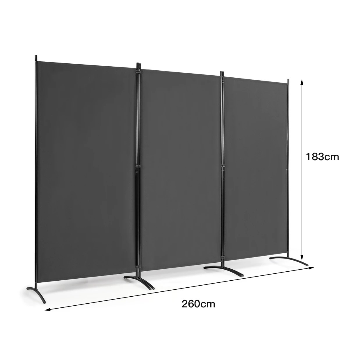 2 Costway 3 Panel Room Divider Folding Privacy Screen Wall Partition Stand Home Office - Grey, 2 of 4