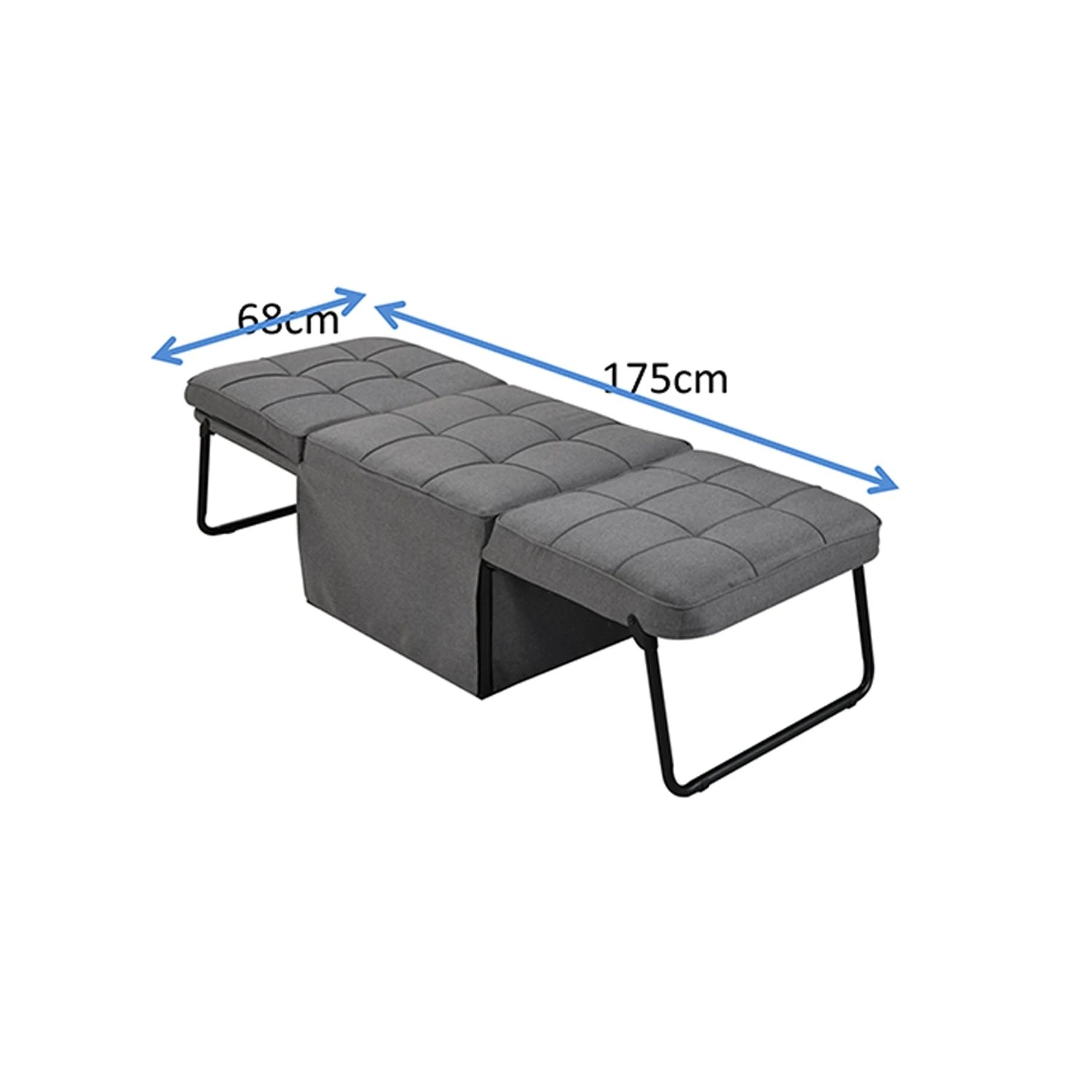 8 Foret 1-seater Sofa Bed Lounge Ottoman Adjustable Couch Recliner Light Grey, 8 of 8