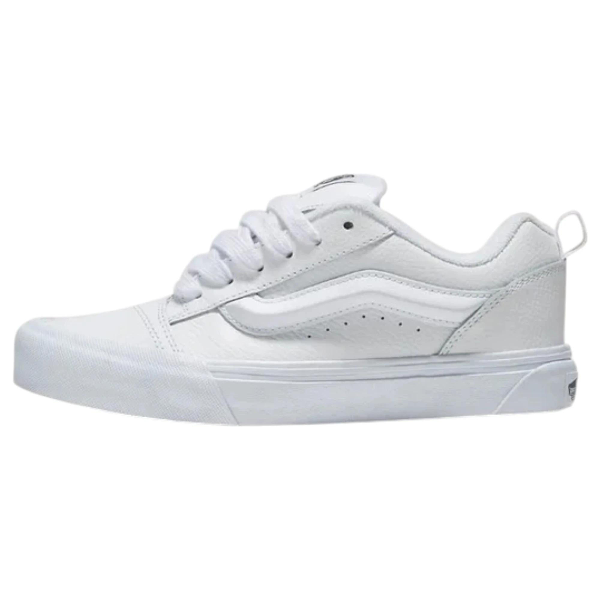 3 Vans Mens Knu Skool Low Top Leather True White Lace Up Shoes WHITE, 3 of 4