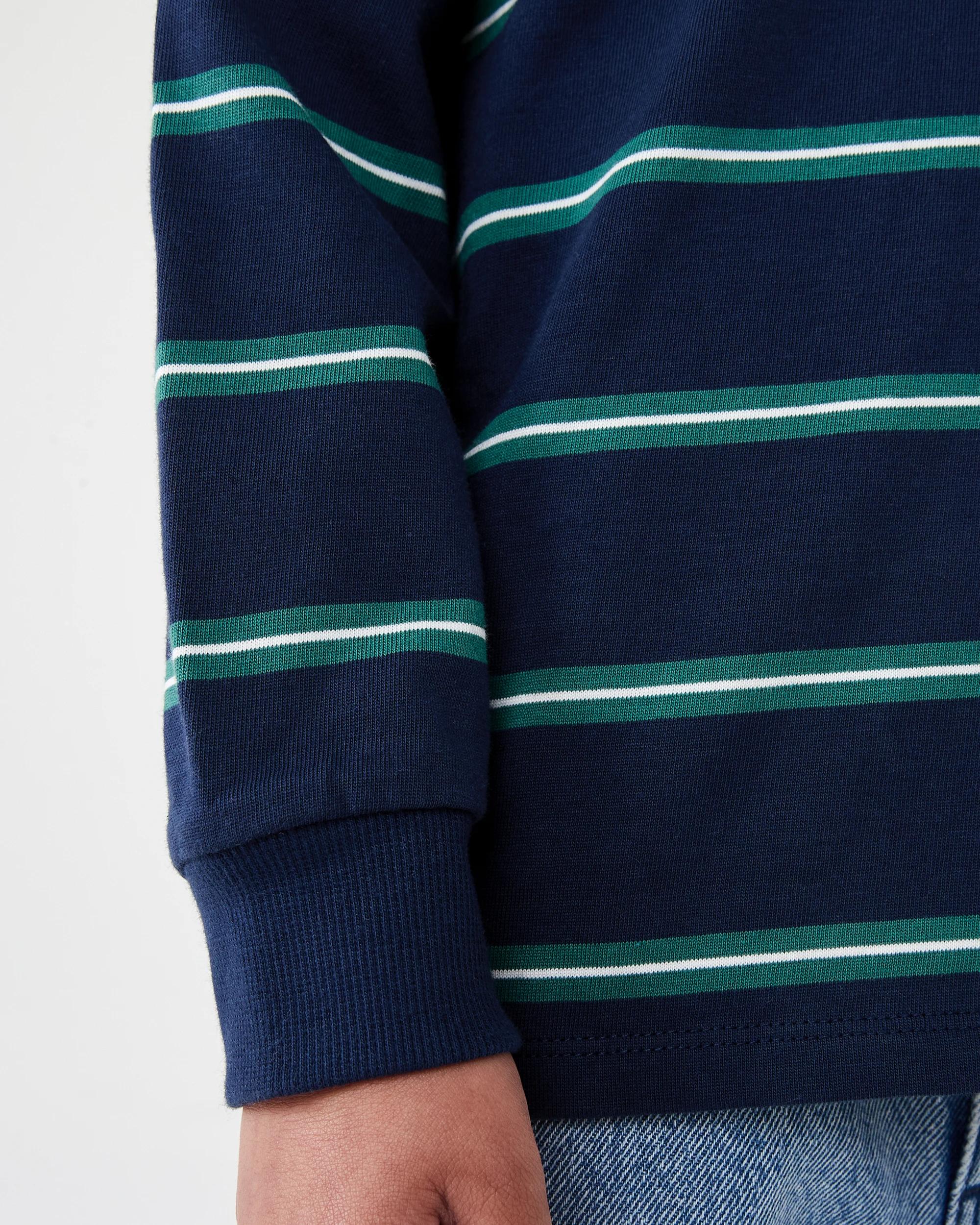 5 Long Sleeve Stripe Rugby T-shirt Blu Stripe, 5 of 7