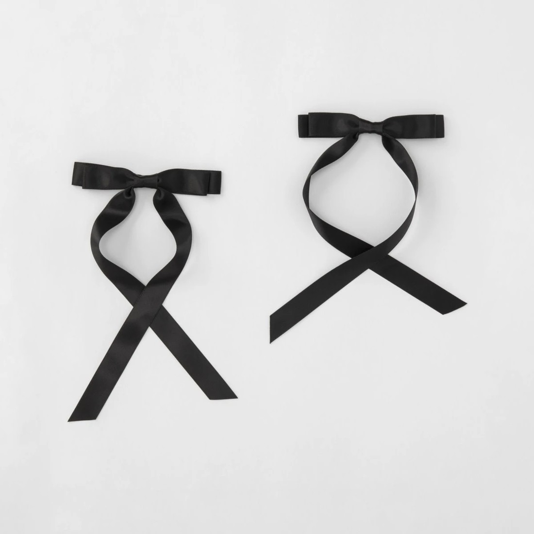 1 2 Pack Black Ribbon Bow Slide Hair Clips, 1 of 5