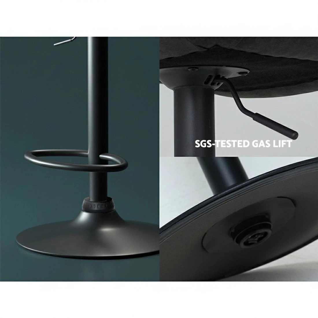 3 Artiss 2x Bar Stools Gas Lift Vintage Leather - Black, 3 of 5