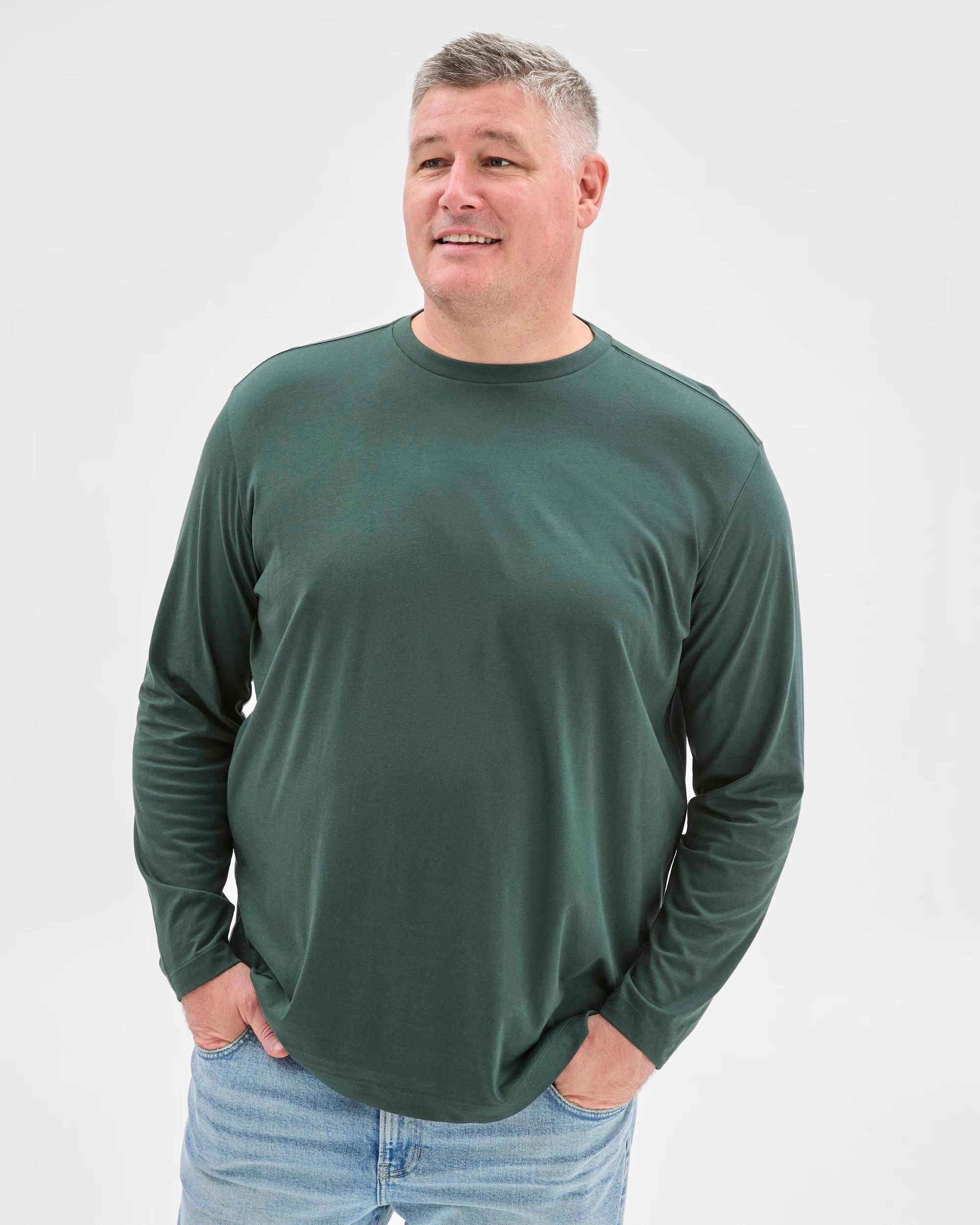 4 Target Man Plus Plus Size Australian Cotton Long Sleeve T-Shirt WINTER GREEN, 4 of 6