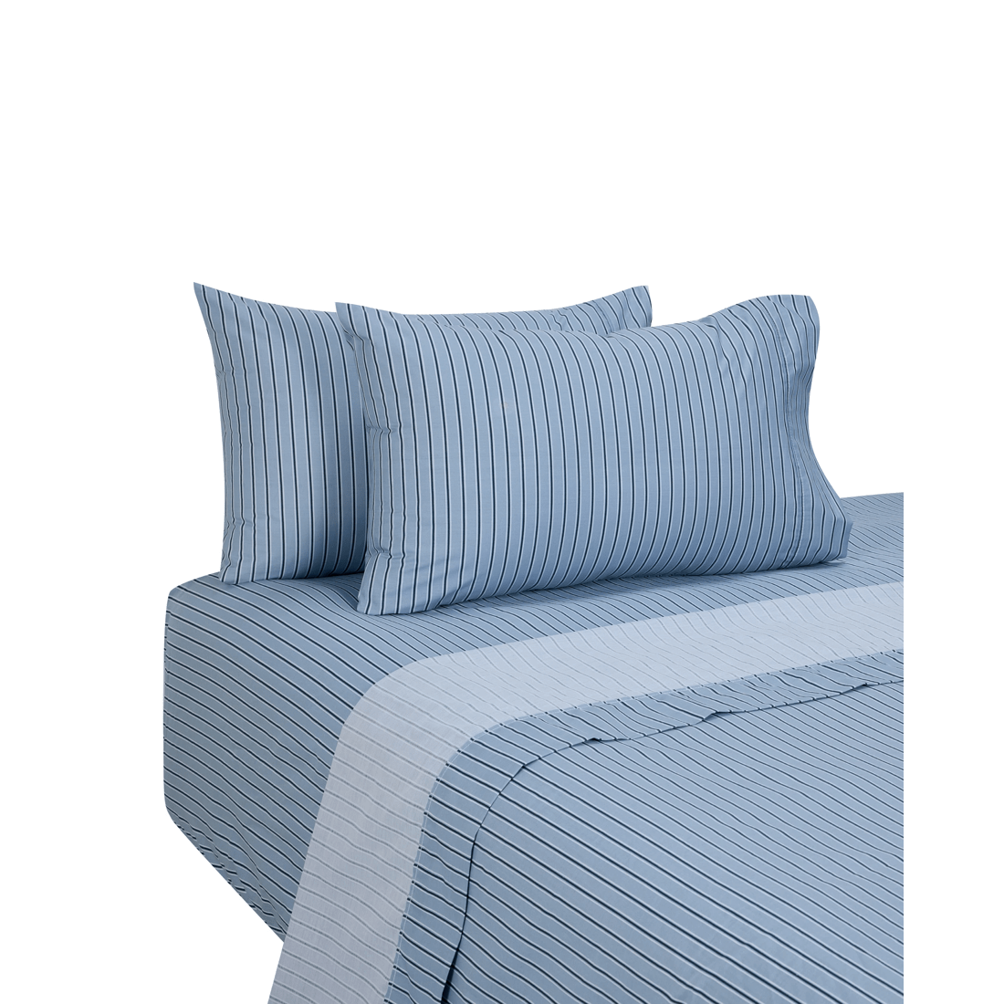 5 250 Thread Count Stripe Cotton Sheet Set - Double Bed, Blue, 5 of 7