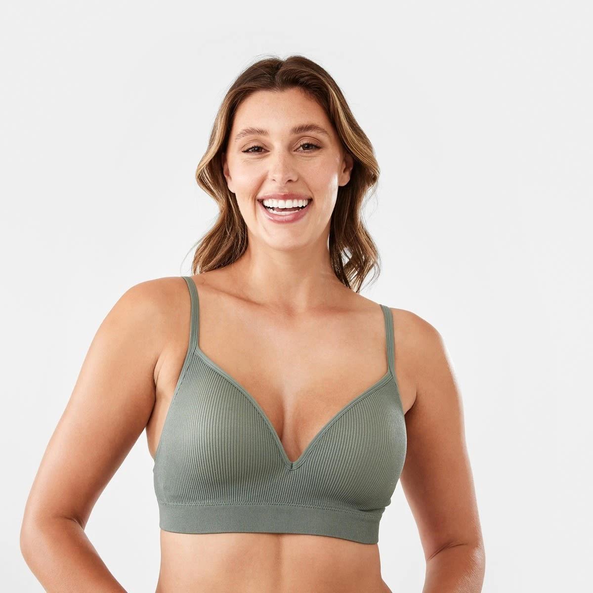 1 Seamfree Rib T-shirt Bra SMOKEY GREEN, 1 of 6