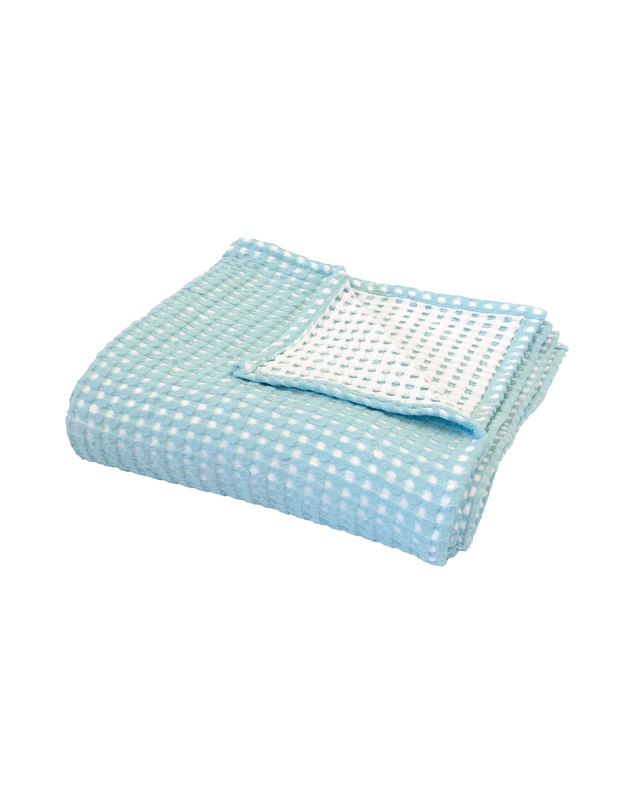 3 Bambury Dora Cotton Waffle Textured Throw Aqua - Blue, 3 of 4