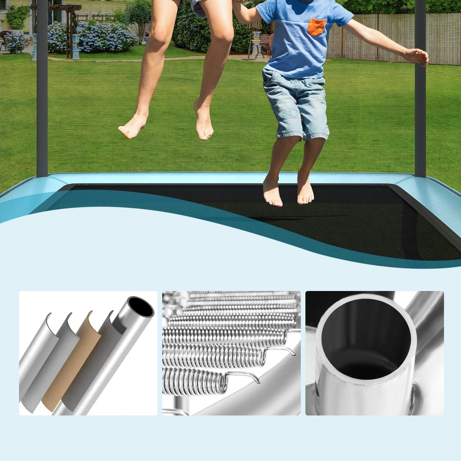 5 Costway Kids Trampoline w/Enclosure Security Net Pad & Swing Outdoor Jumping Gift - Blue, 5 of 6