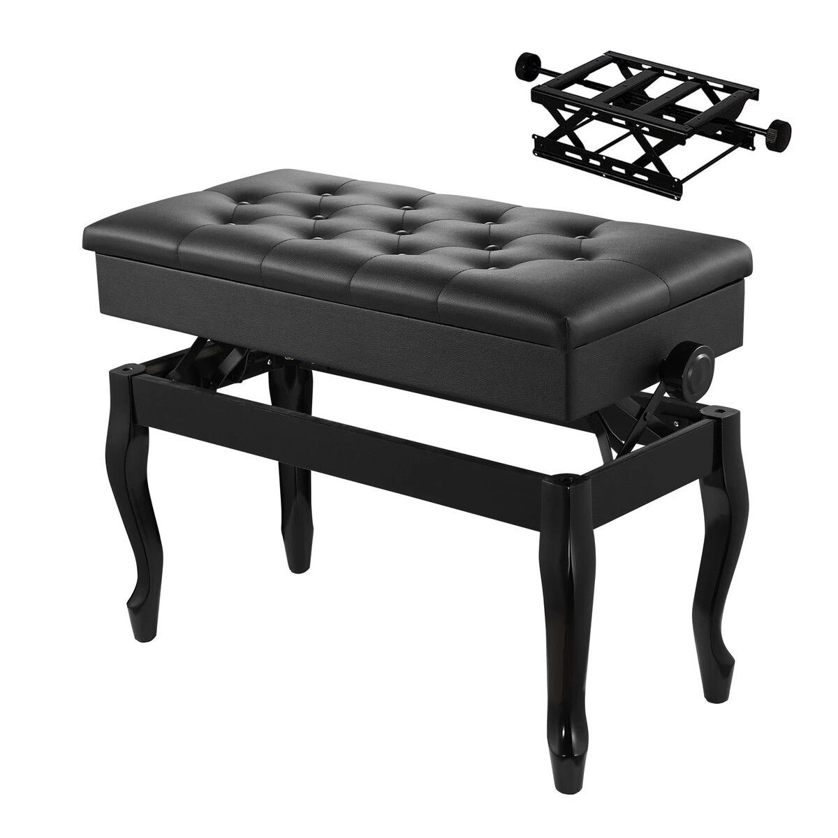 3 MELODIC Adjustable Duet Piano Stool Bench Chair Ergonomic Modern Keyboard Double Seat, 3 of 4