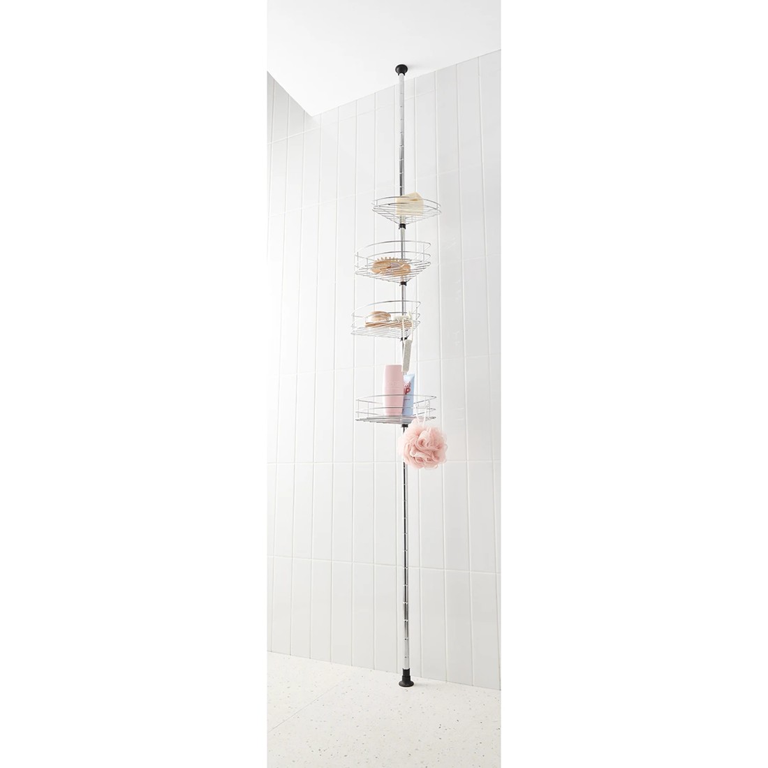 1 Telescopic Shower Caddy - Silver Look, 1 of 8