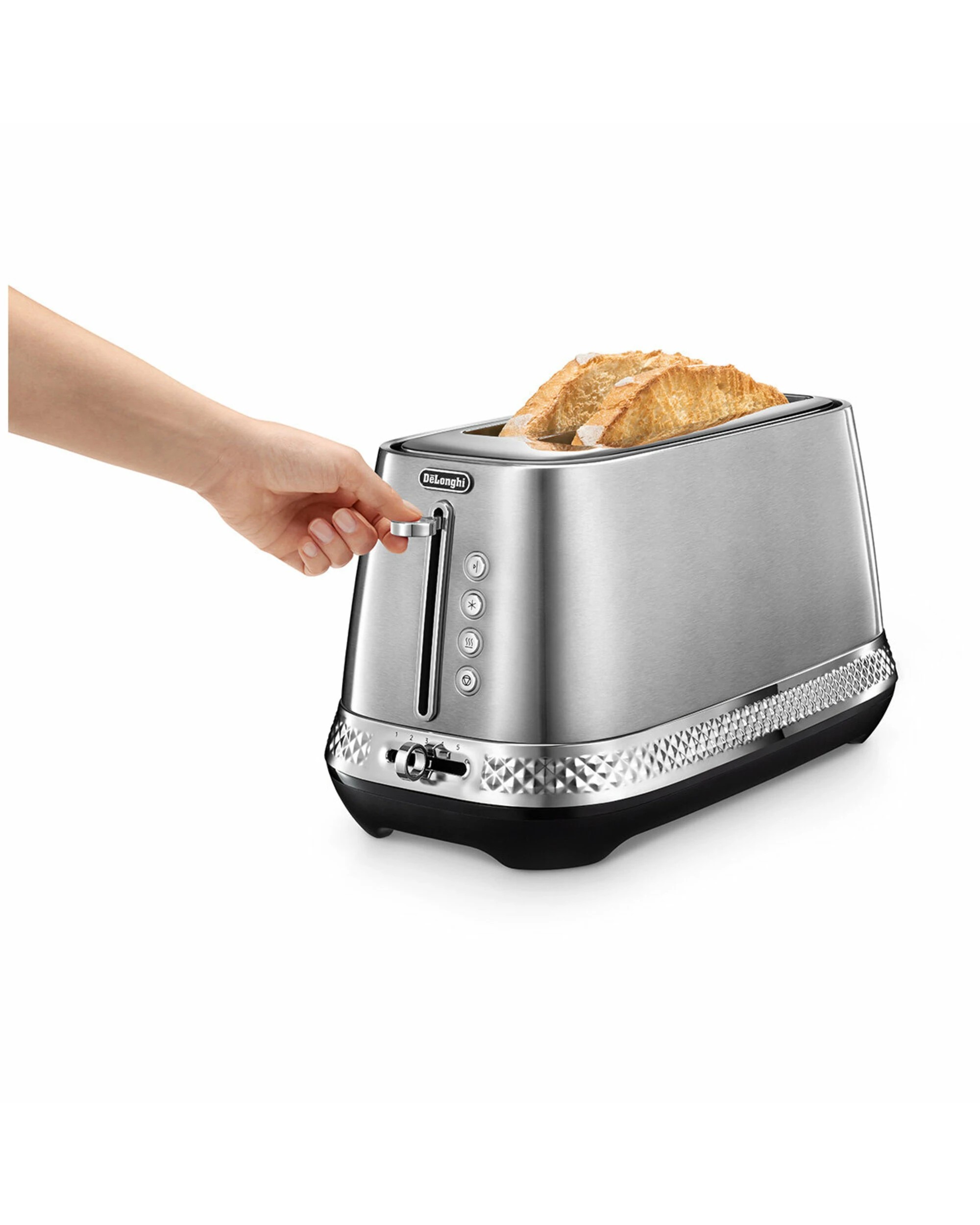 2 De'Longhi Diadema Long Slot Toaster Platinum, 2 of 5
