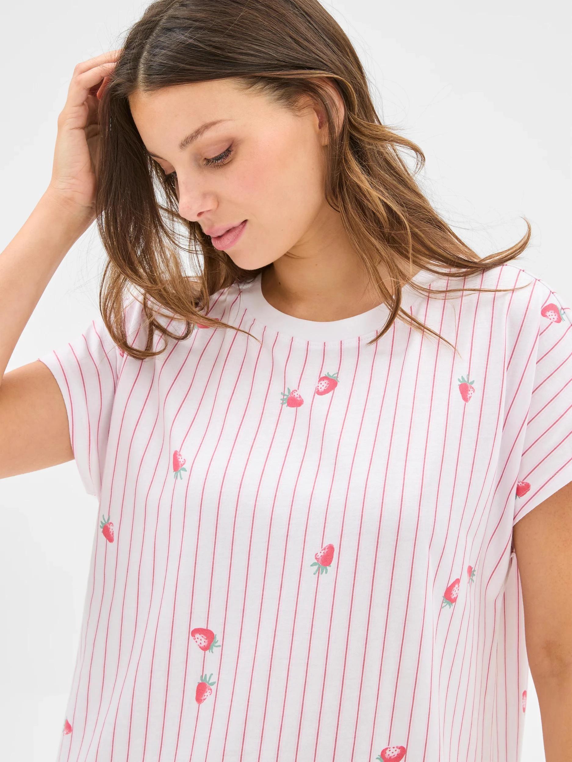 3 Target Australian Cotton T-Shirt Nightie STRAWBERRY STRIPE, 3 of 5