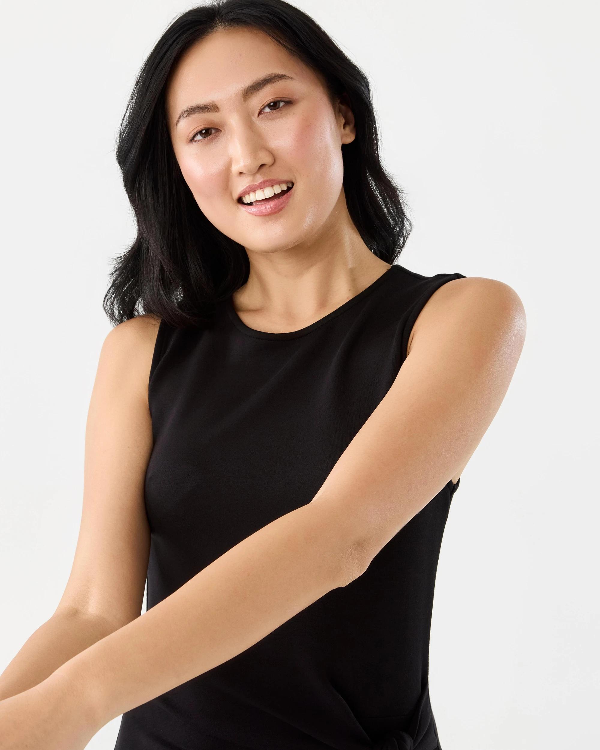 4 Sleeveless Jersey Tie Front Midi Dress Black, 4 of 6