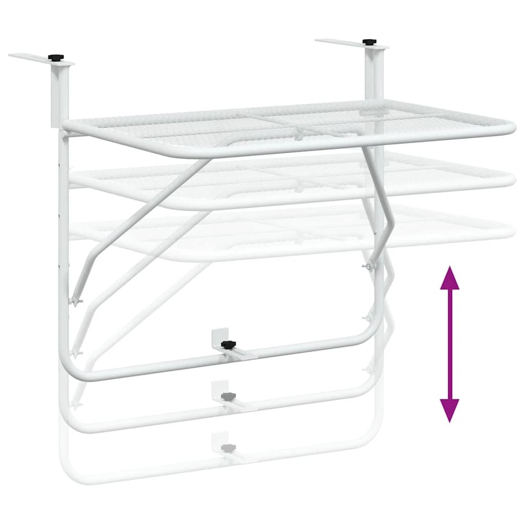 8 vidaXL Balcony table Foldable - White, 8 of 9