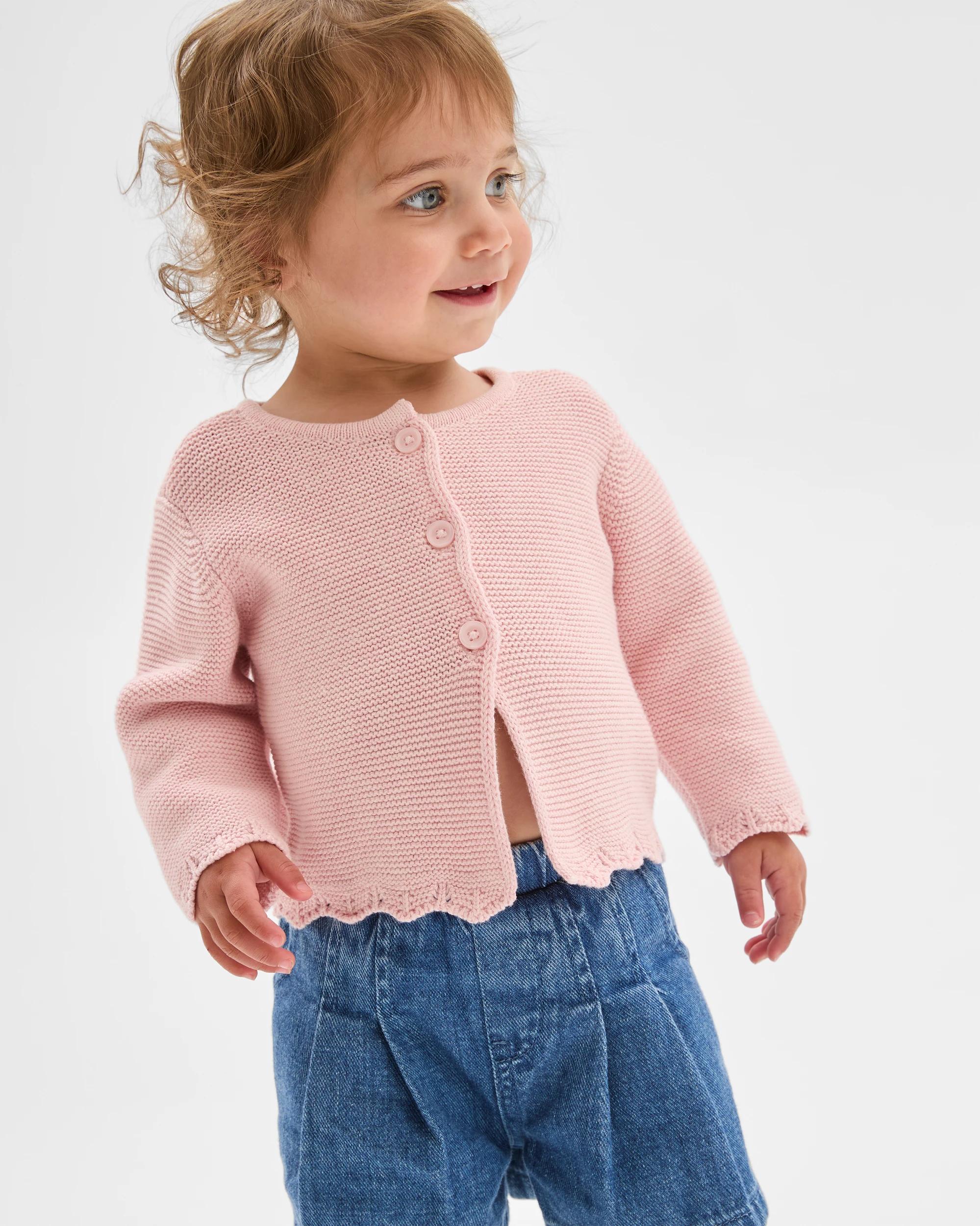 1 Target Baby Baby Organic Cotton Scalloped Edge Knit Cardigan PINK, 1 of 4