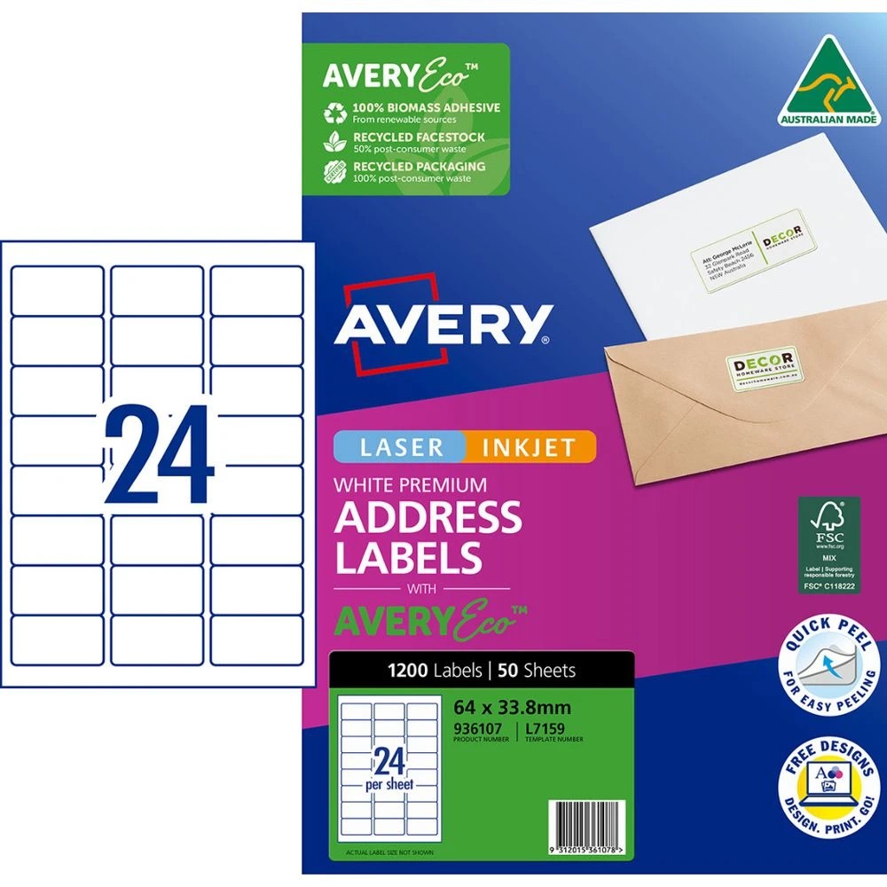 1 Avery Premium White Addressing Labels AveryEco 24UP 50 Sheets, 1 of 10
