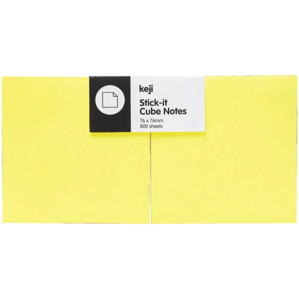 2 Keji Stick-it Cube Notes 76x76mm Neon Yellow 2 Pack, 2 of 3