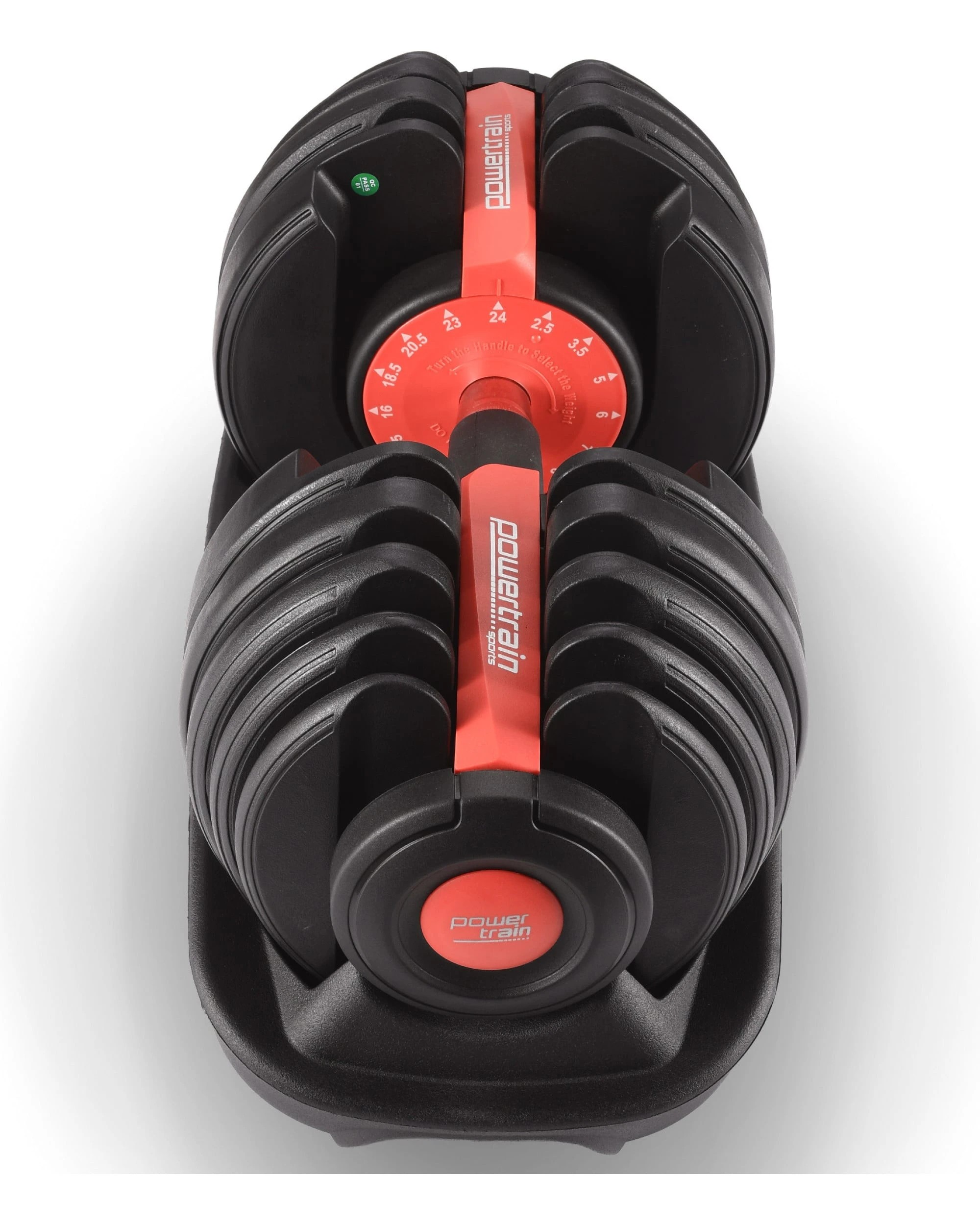 6 Powertrain 24kg Adjustable Dumbbells 15-in-1 Home Gym Weights Red, 6 of 7