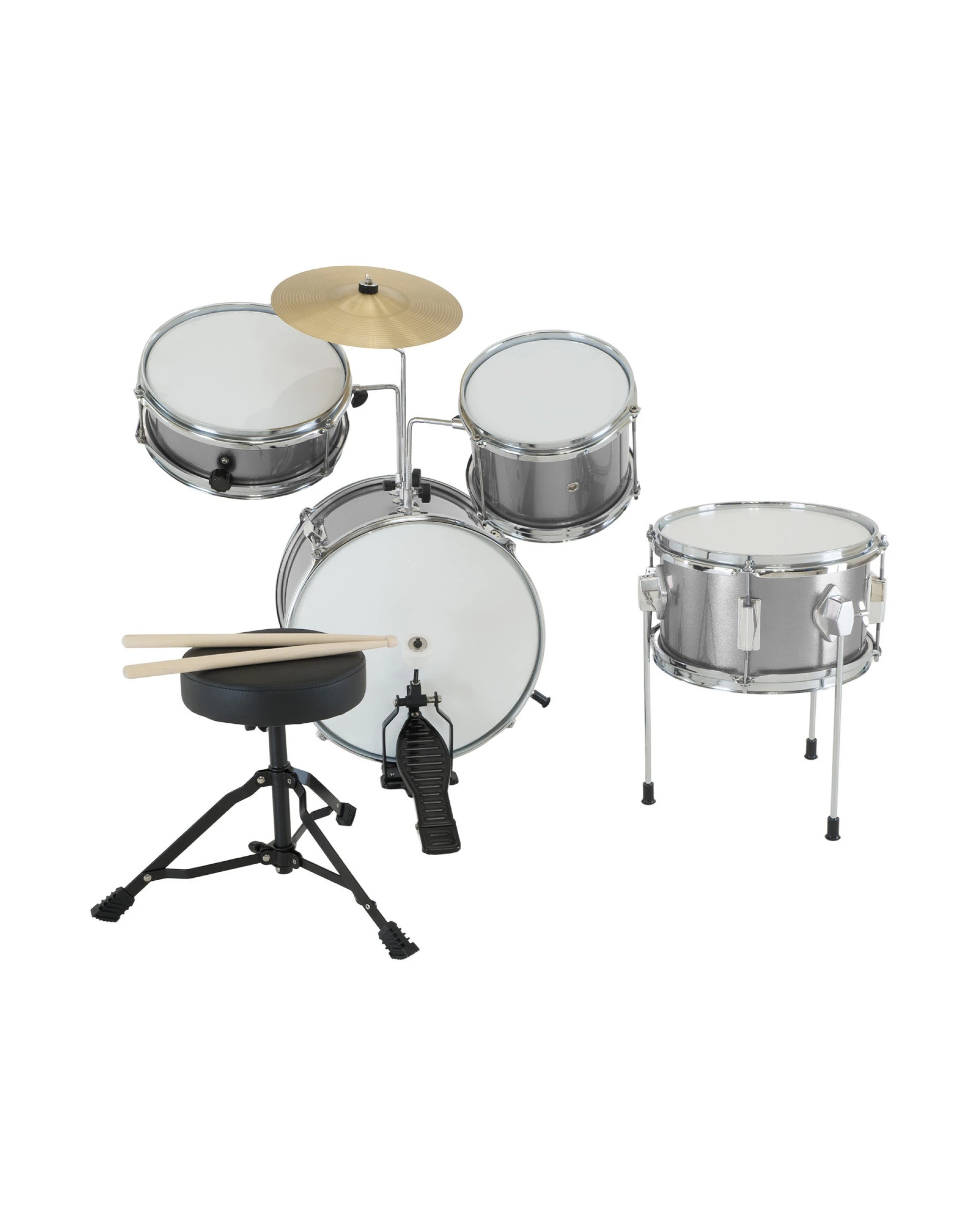 3 Karrera Kids 4pc Drum Set Kit in Silver - Silver, 3 of 6