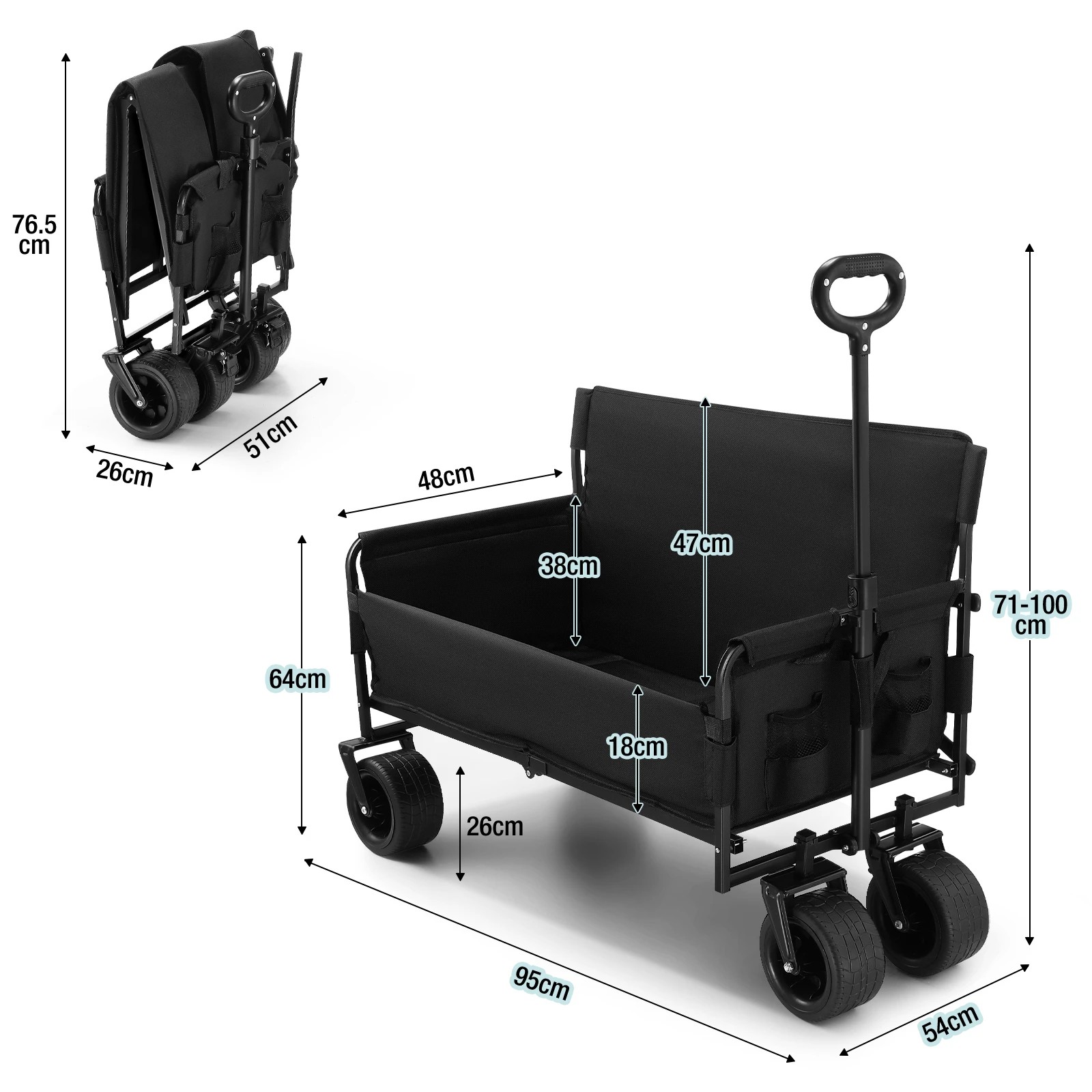 4 OGL Foldable Beach Trolley Wagon Cart Utility Trailer Garden, 4 of 8