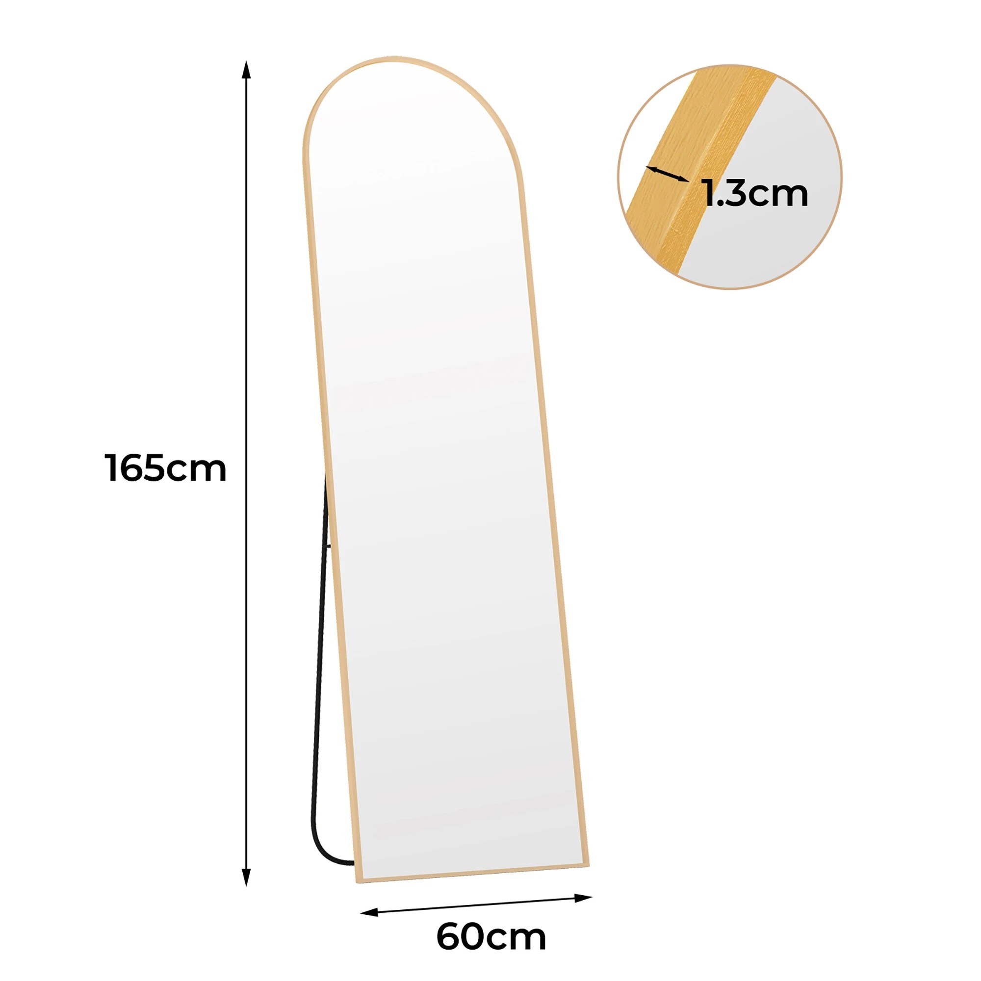 3 Yezi 165cm Full Length Floor Mirror Arched Golden Frame, 3 of 9