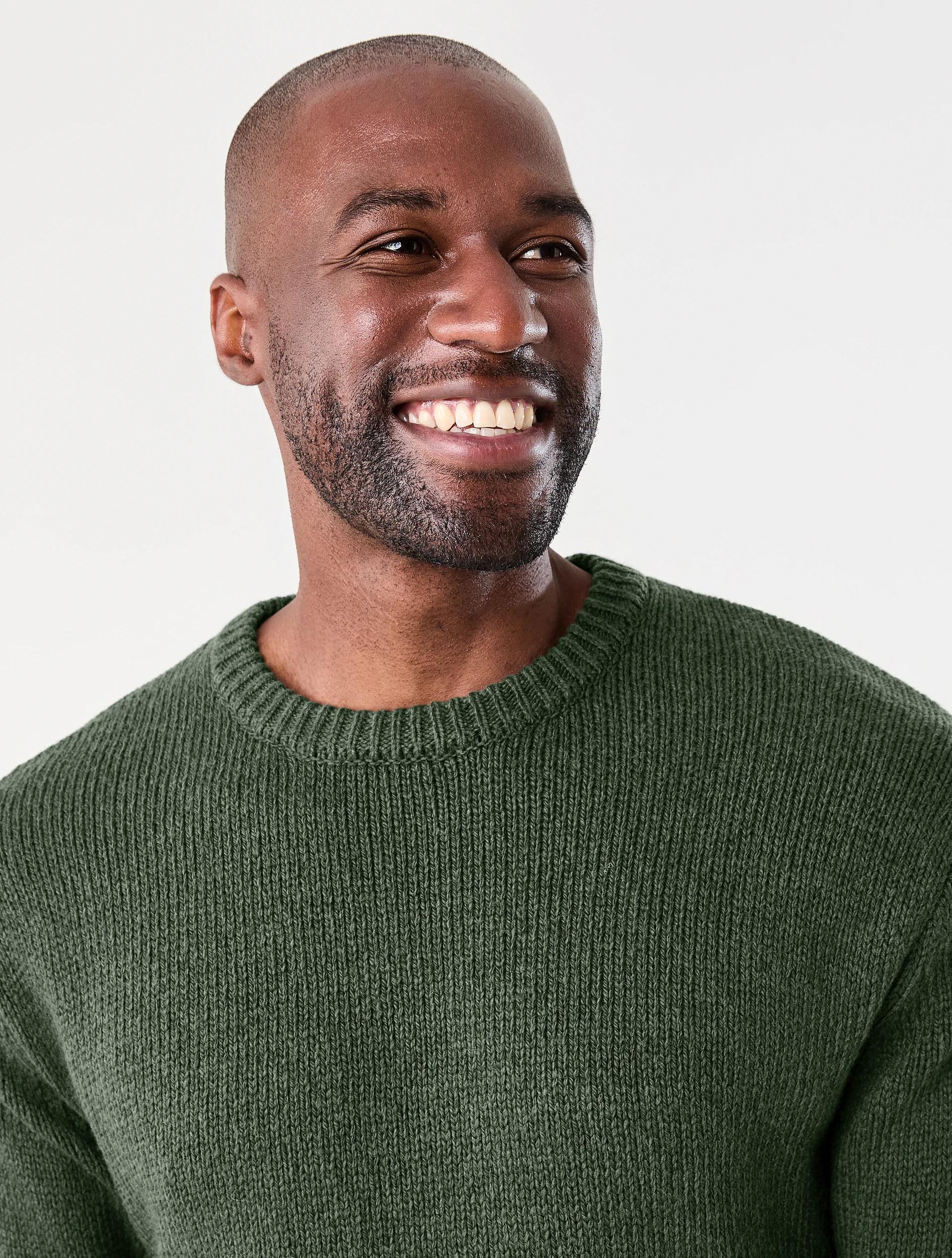 4 Twisted Yarn Crew Knit Jumper Grn Green, 4 of 7